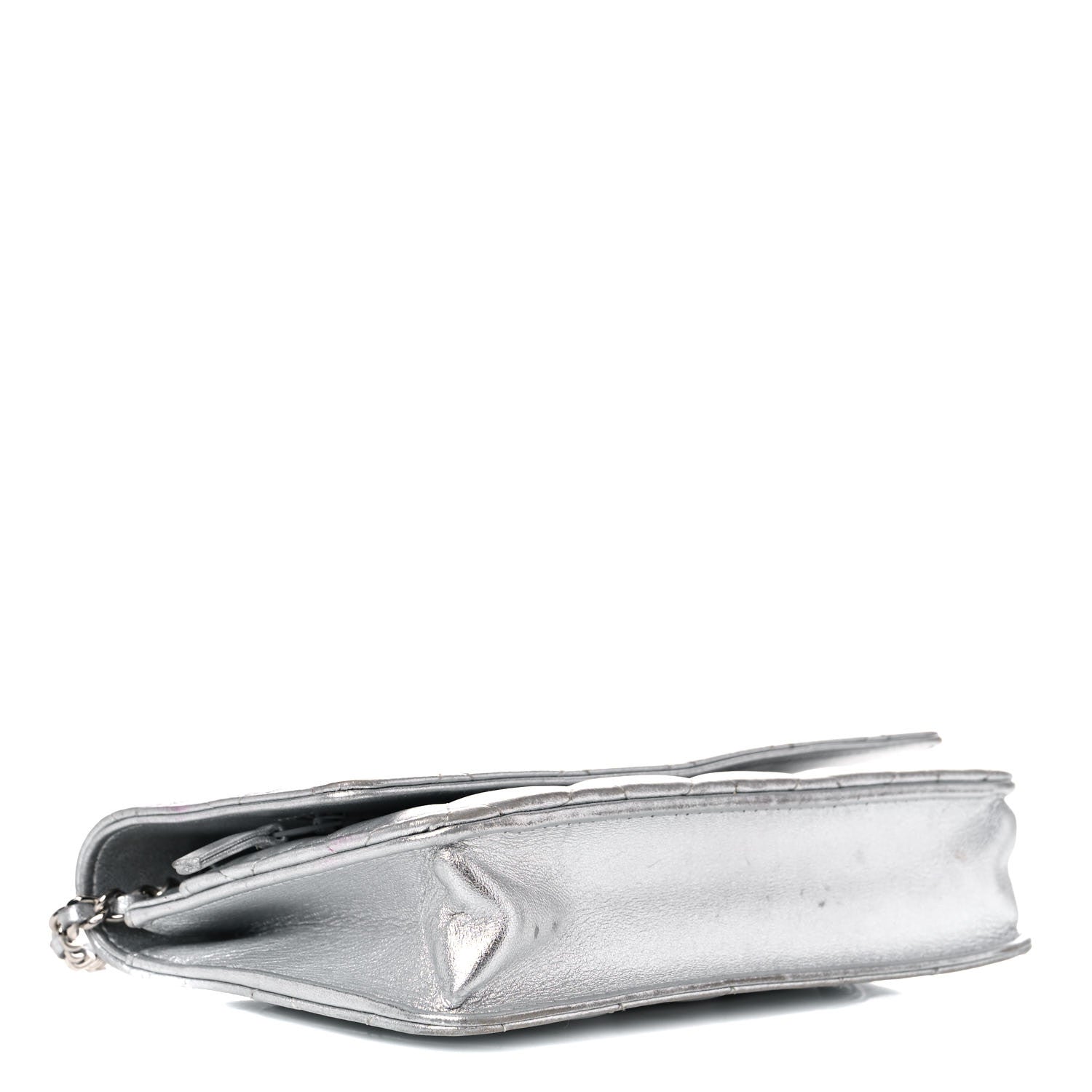 Chanel Metallic Lambskin Quilted Wallet On Chain WOC Silver 3 of 26