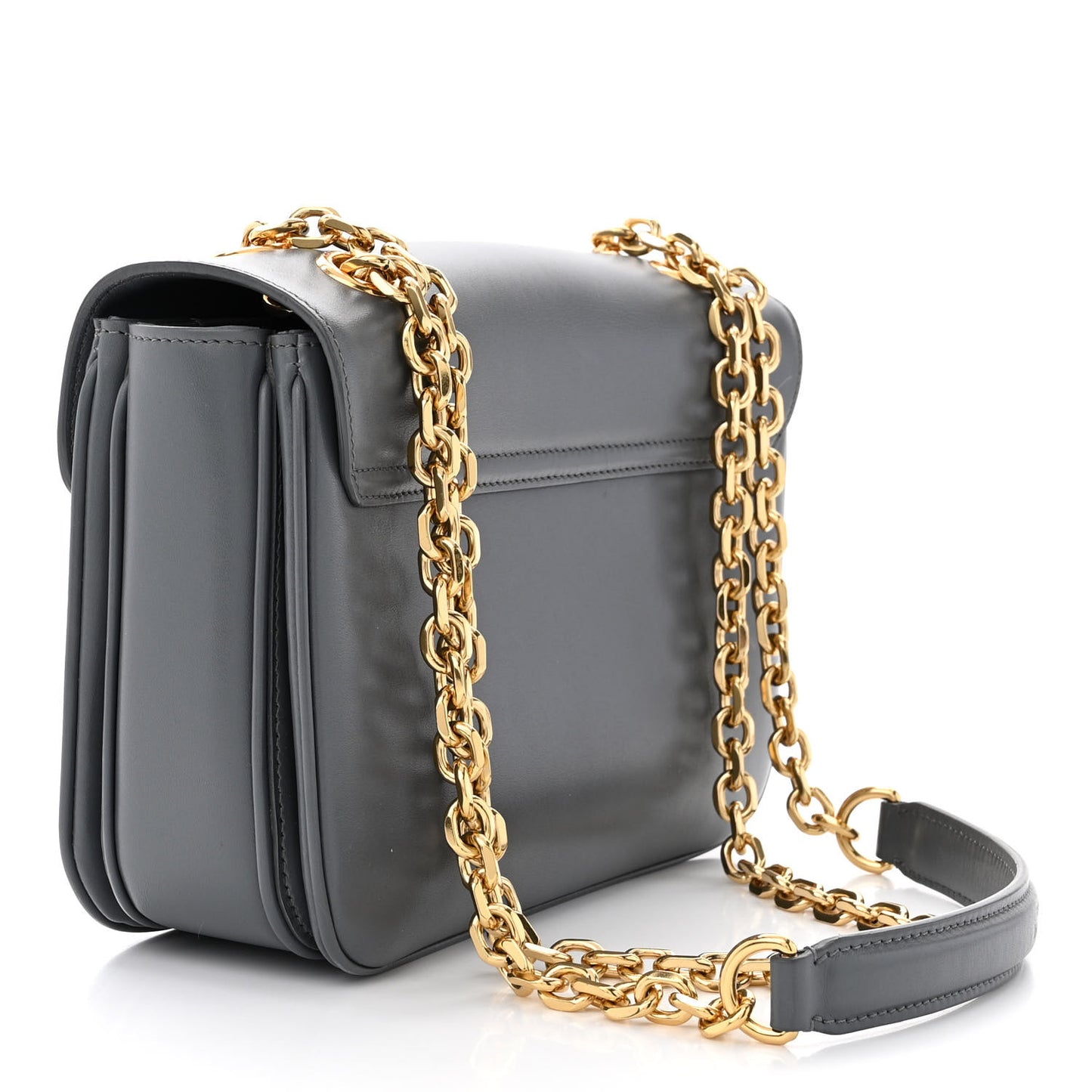 Shiny Calfskin Medium C Bag Grey