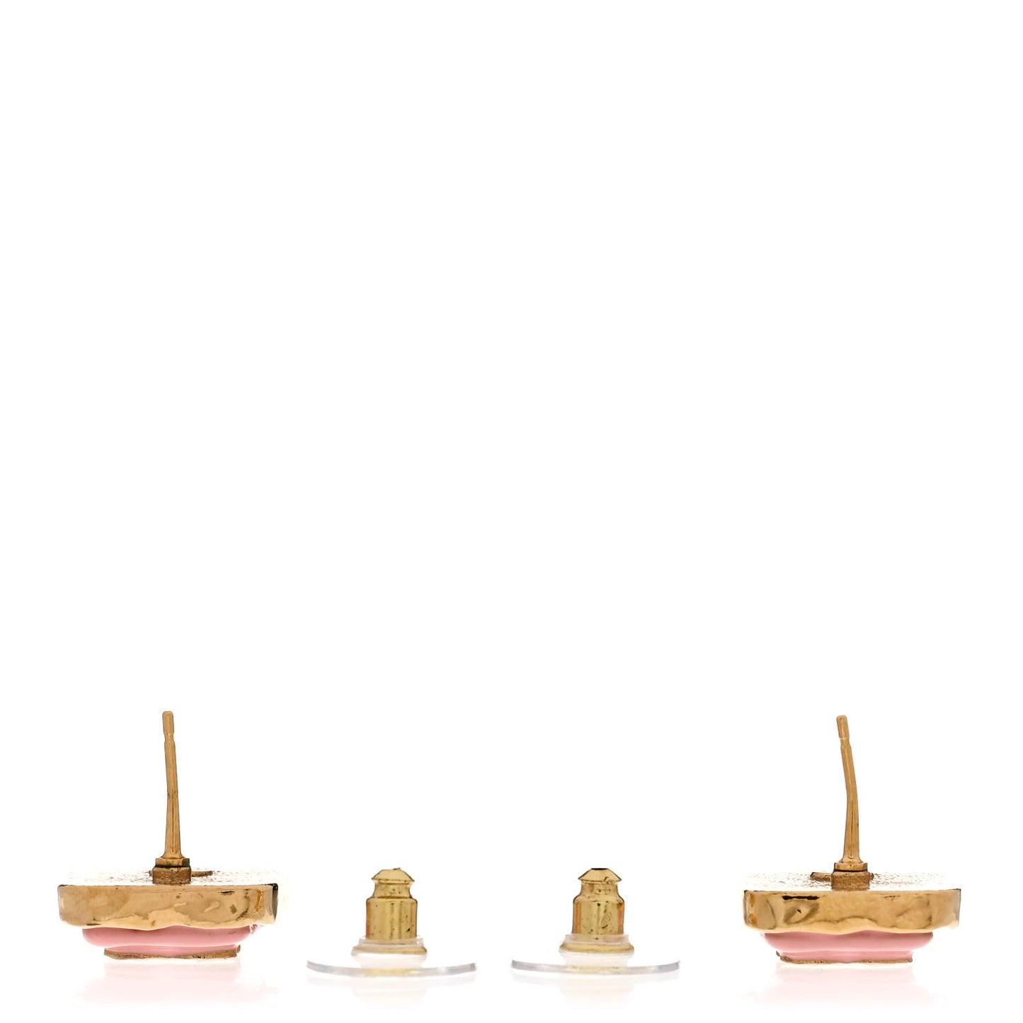 Resin CC Square Earrings Gold Pink