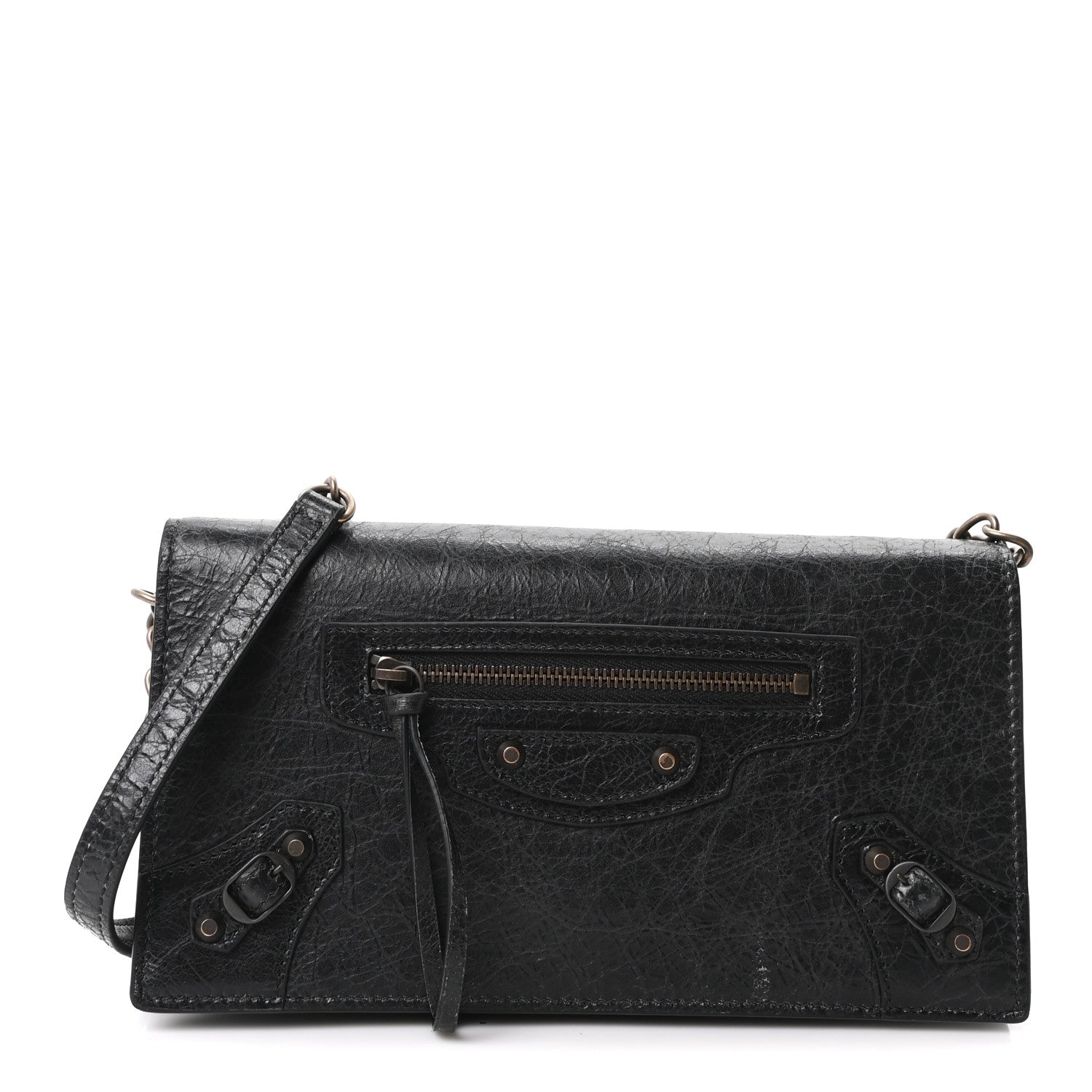 Balenciaga Agneau Giant 12 Brass Wallet On Chain Black 1911172