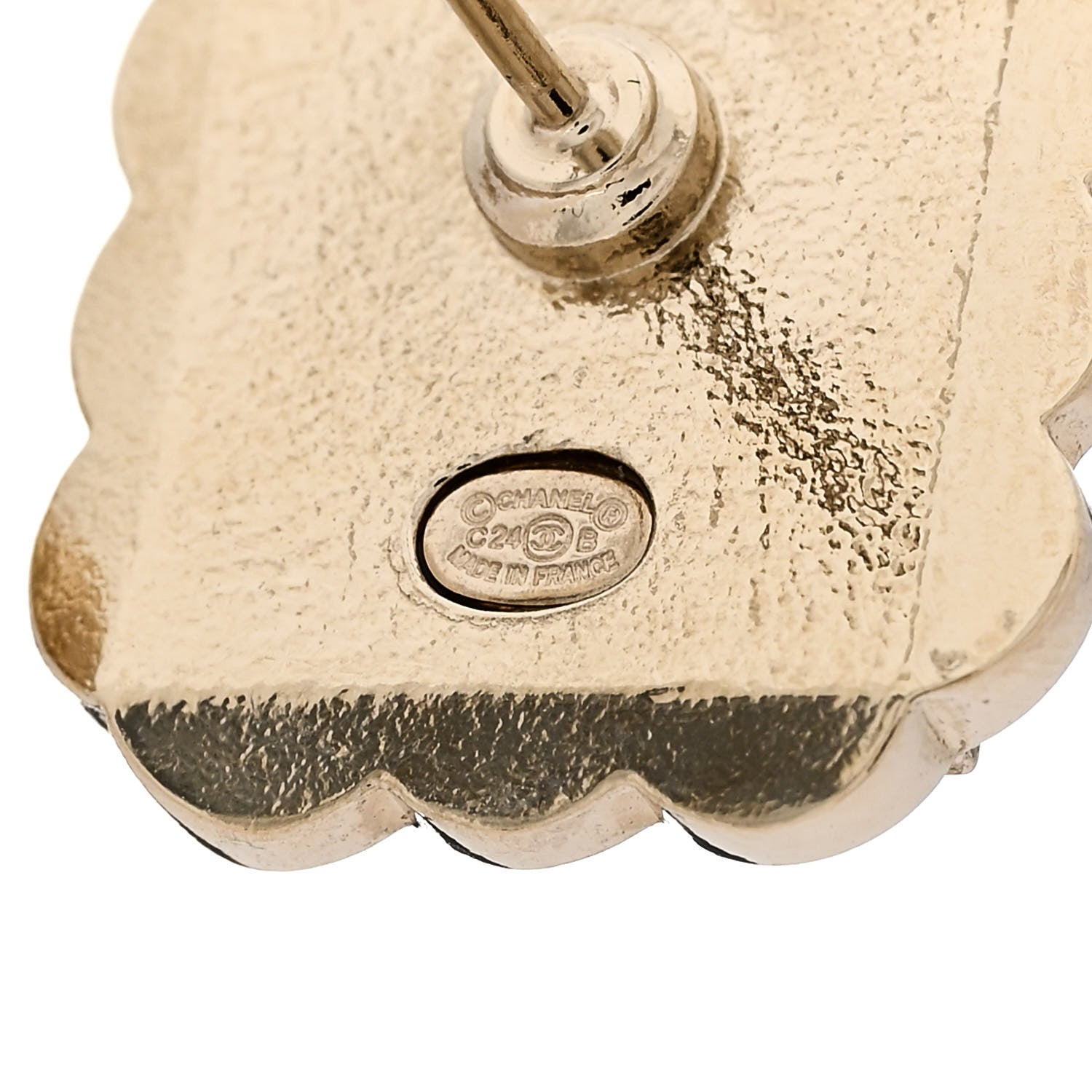 Chanel Metal Enamel CC Square Earrings Gold Black White 4 of 5