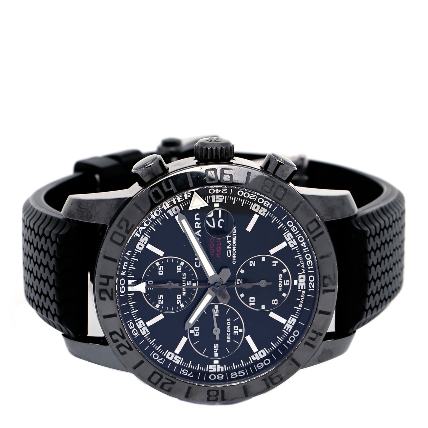 PVD Stainless Steel Rubber 42mm Mille Miglia Chronograph Automatic Watch Black