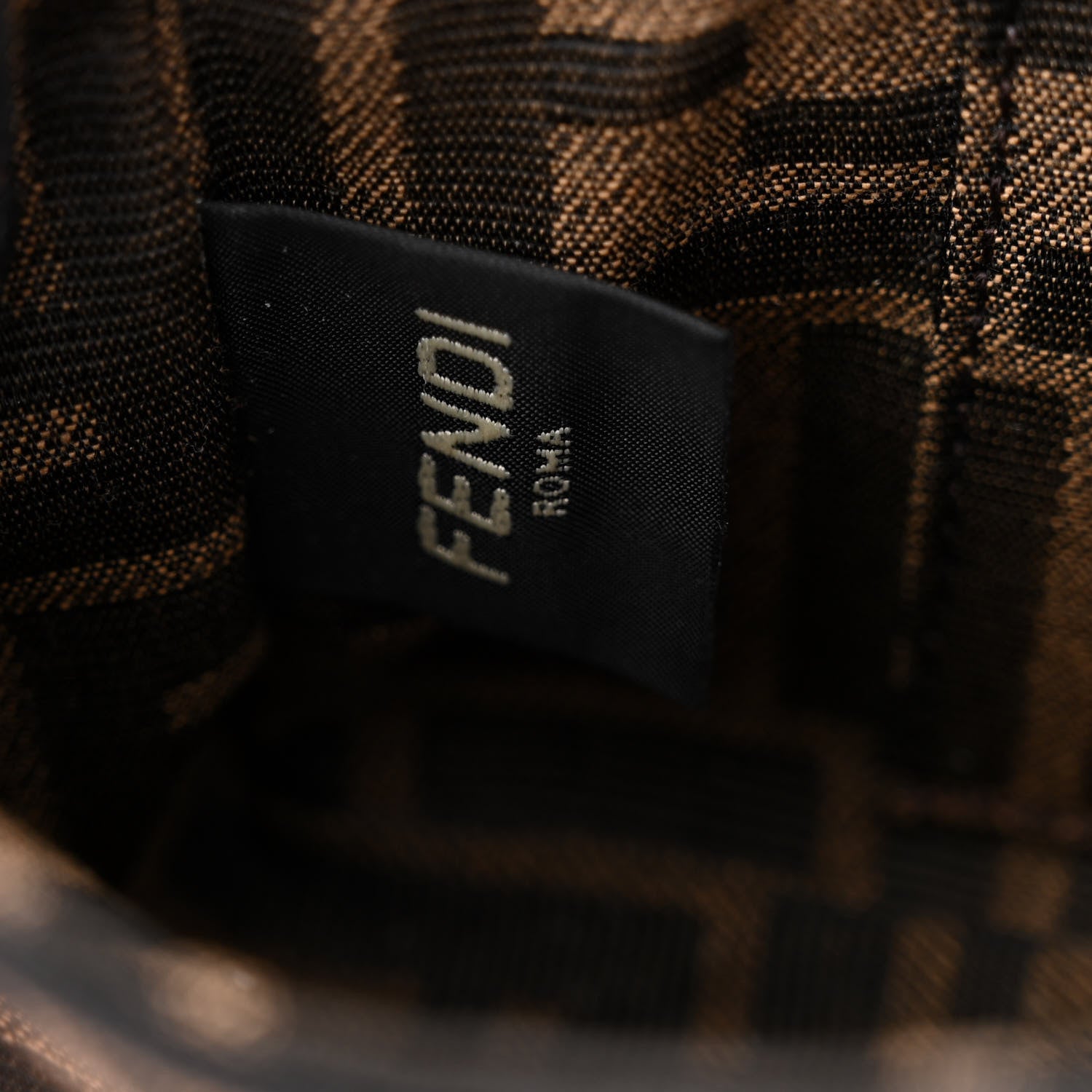 Fendi Fabric Jacquard FF 1974 Mini Baguette Tobacco Moro Black 8 of 12