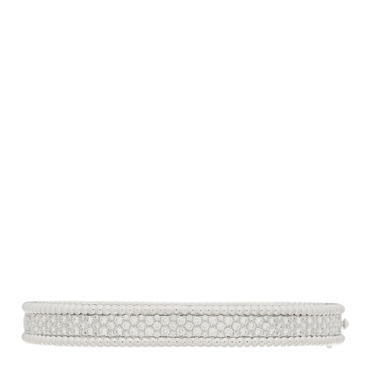 18K White Gold Diamond Perlee 3-Row Bangle Bracelet L
