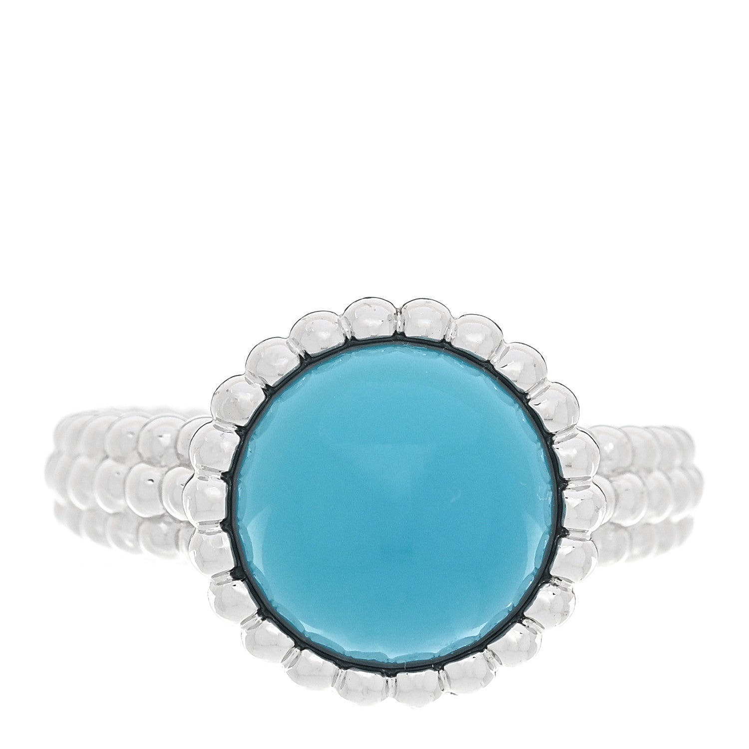 Van Cleef & Arpels 18K White Gold Turquoise Perlee Couleurs Ring