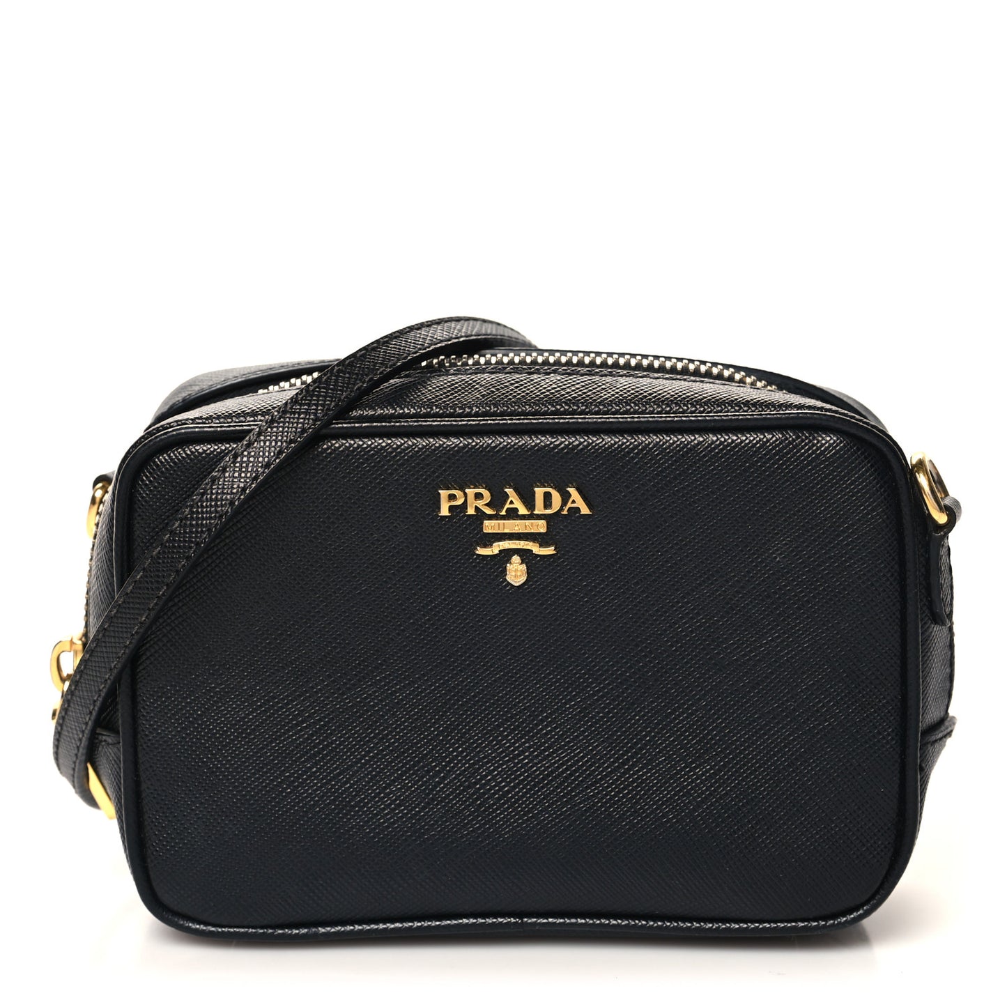 Saffiano Mini Camera Crossbody Bag Black