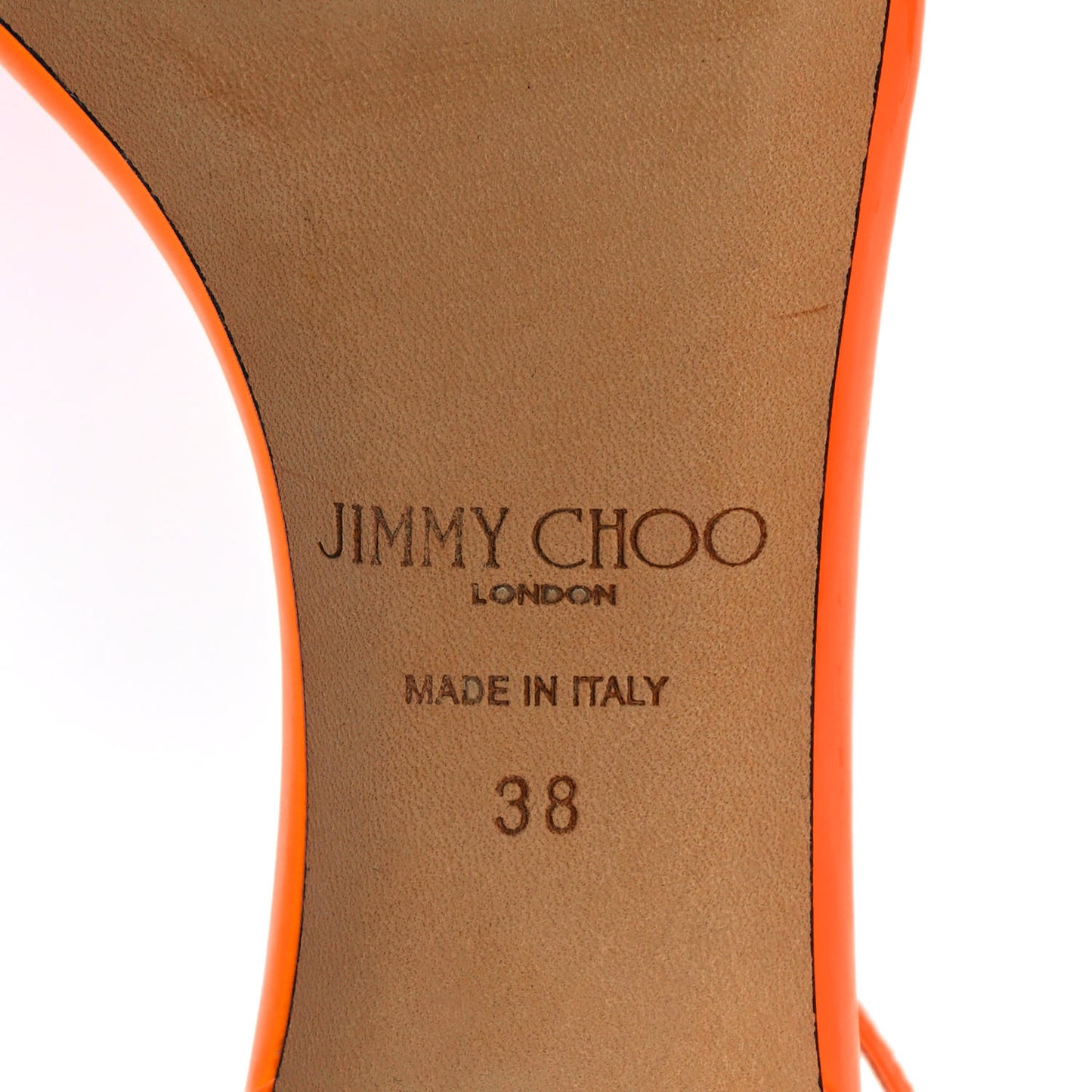 Patent Minny 85 Ankle Strap Sandals 38 Orange