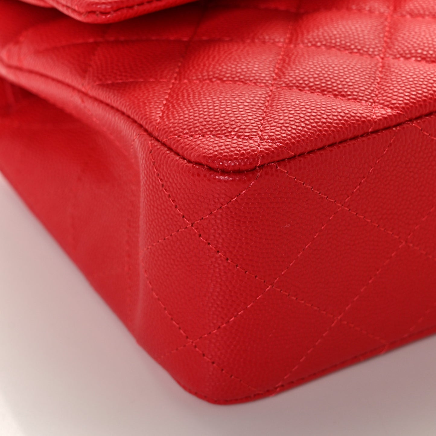 Caviar Quilted Medium Double Flap Red