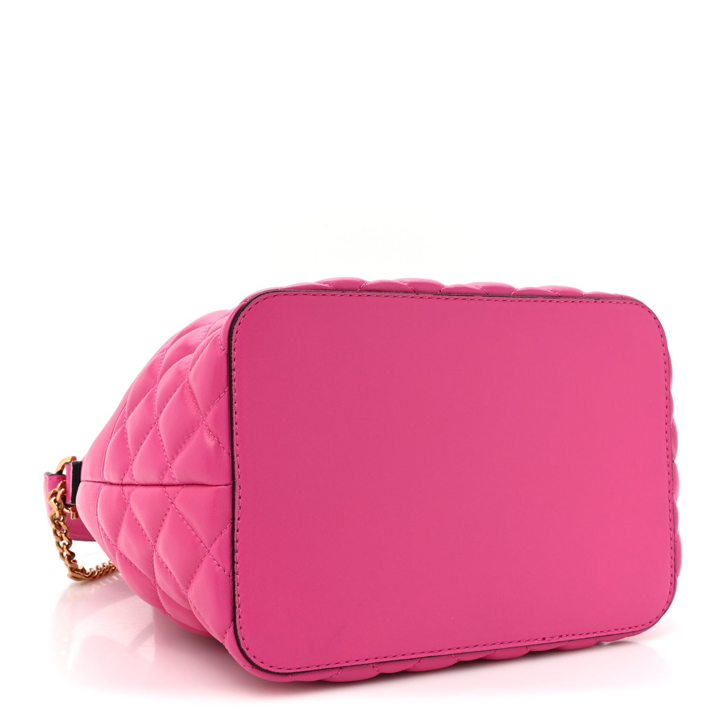 Nappa Quilted Medusa Top Handle Bucket Bag Fuchsia