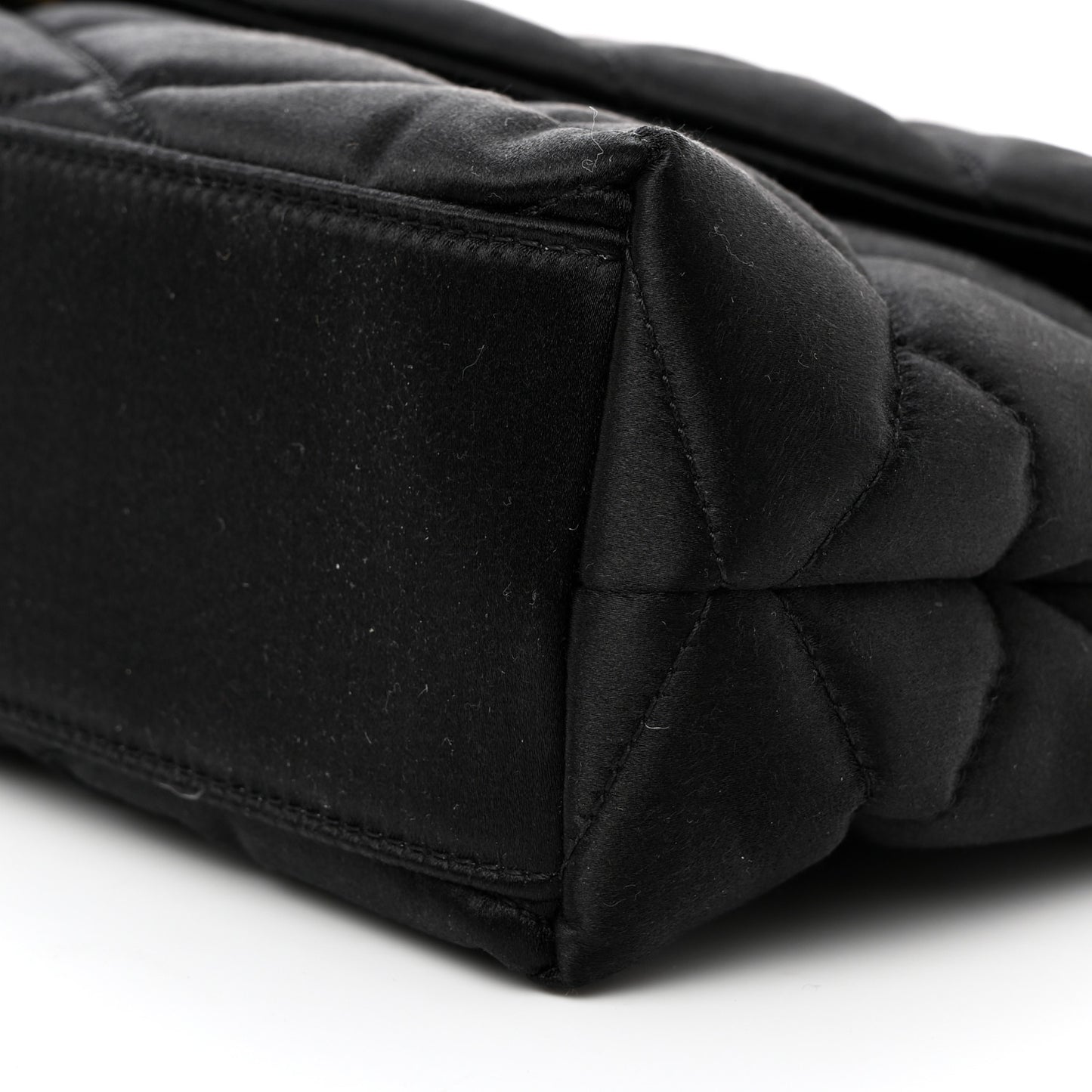 Satin Quilted Sade Puffer Envelope Clutch Black