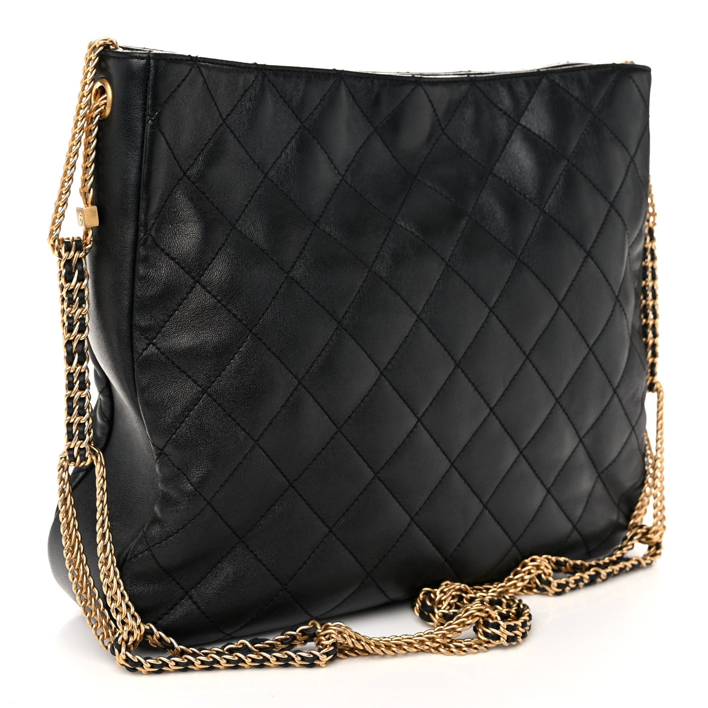 Lambskin Quilted CC Chain Link Hobo Black