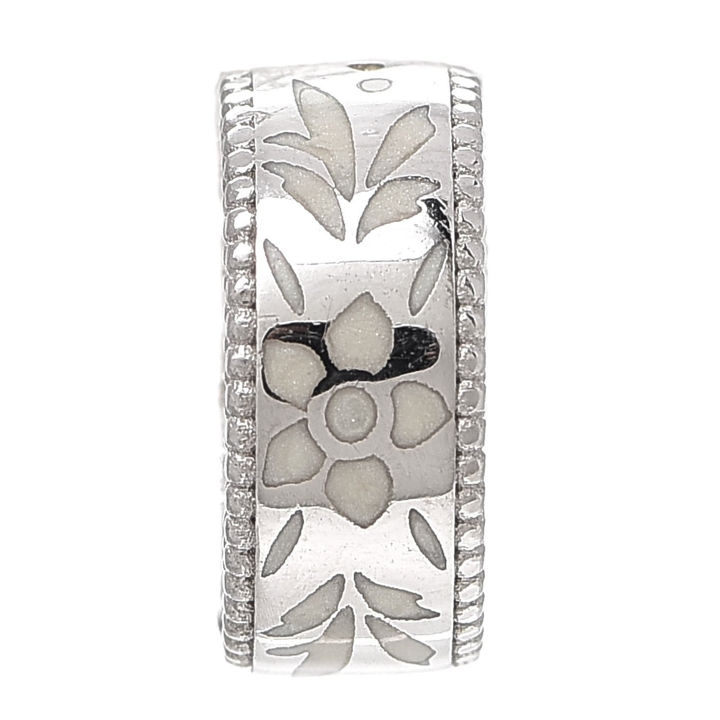 18K White Gold Enamel Blooms Single Ear Cuff Earring