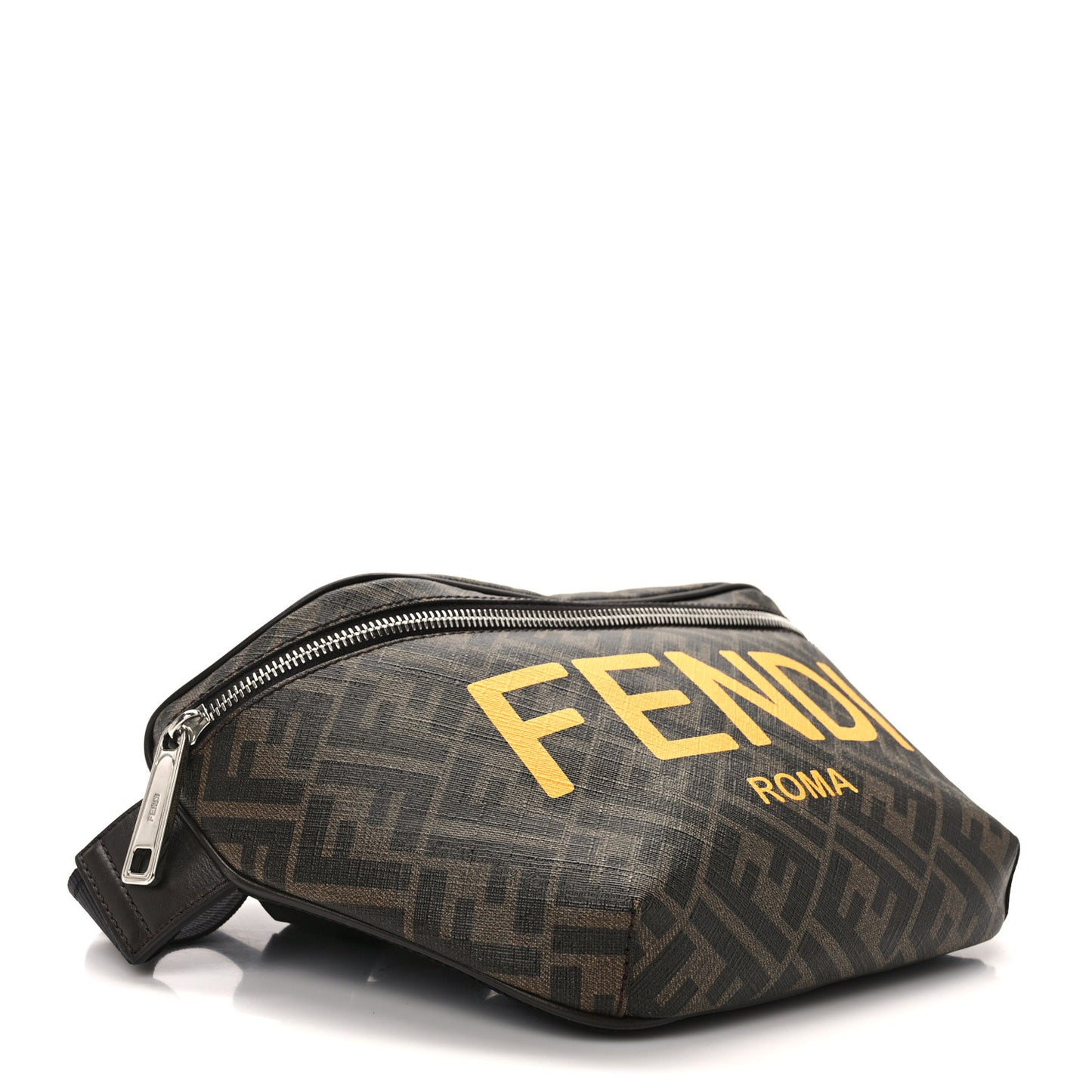 Shiny Glazed Fabric Vitello Cover FF 1974 Logo Belt Bag Tobacco Moro Giallo Ebano