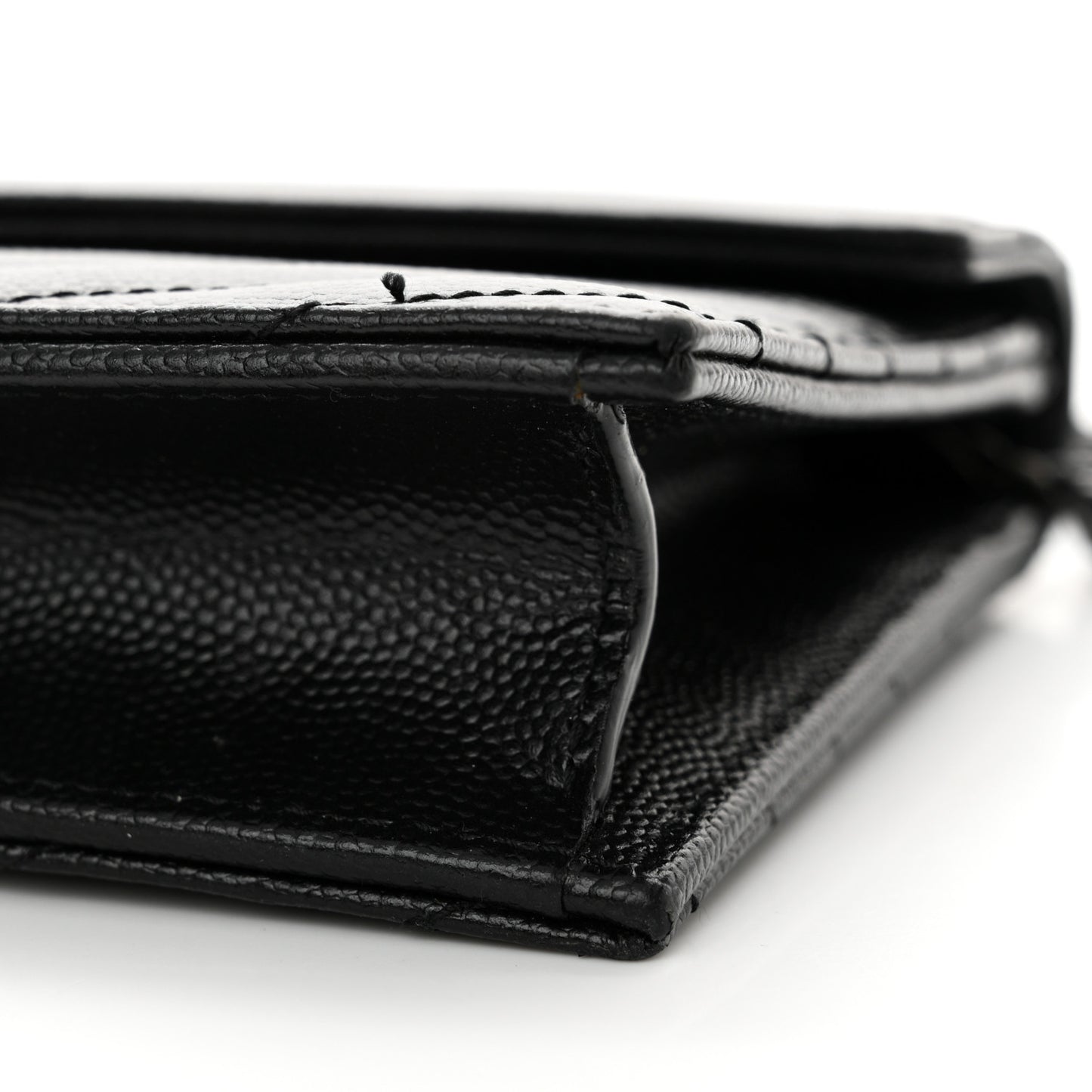 Grain De Poudre Matelasse Chevron Monogram Monochrome Envelope Chain Wallet Black