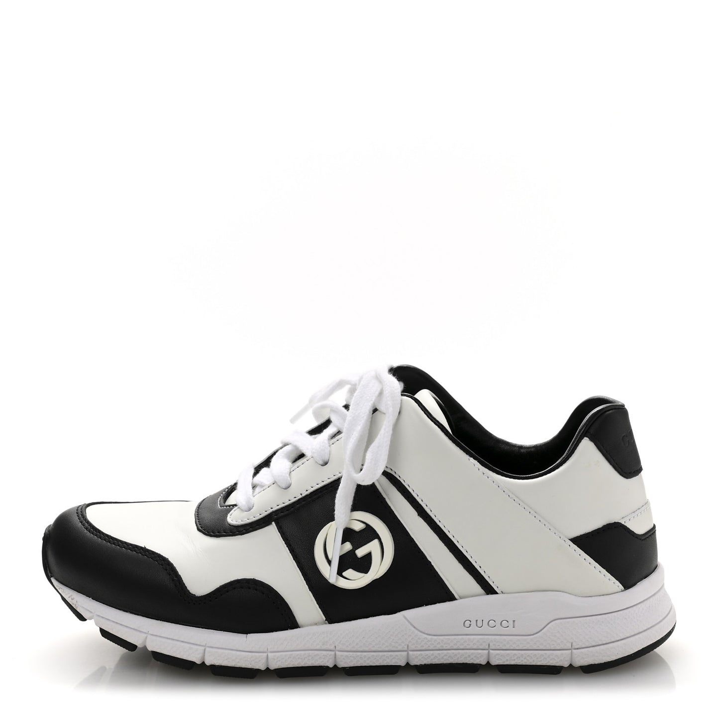 Calfskin Womens Interlocking G Sneakers 35.5 Black White
