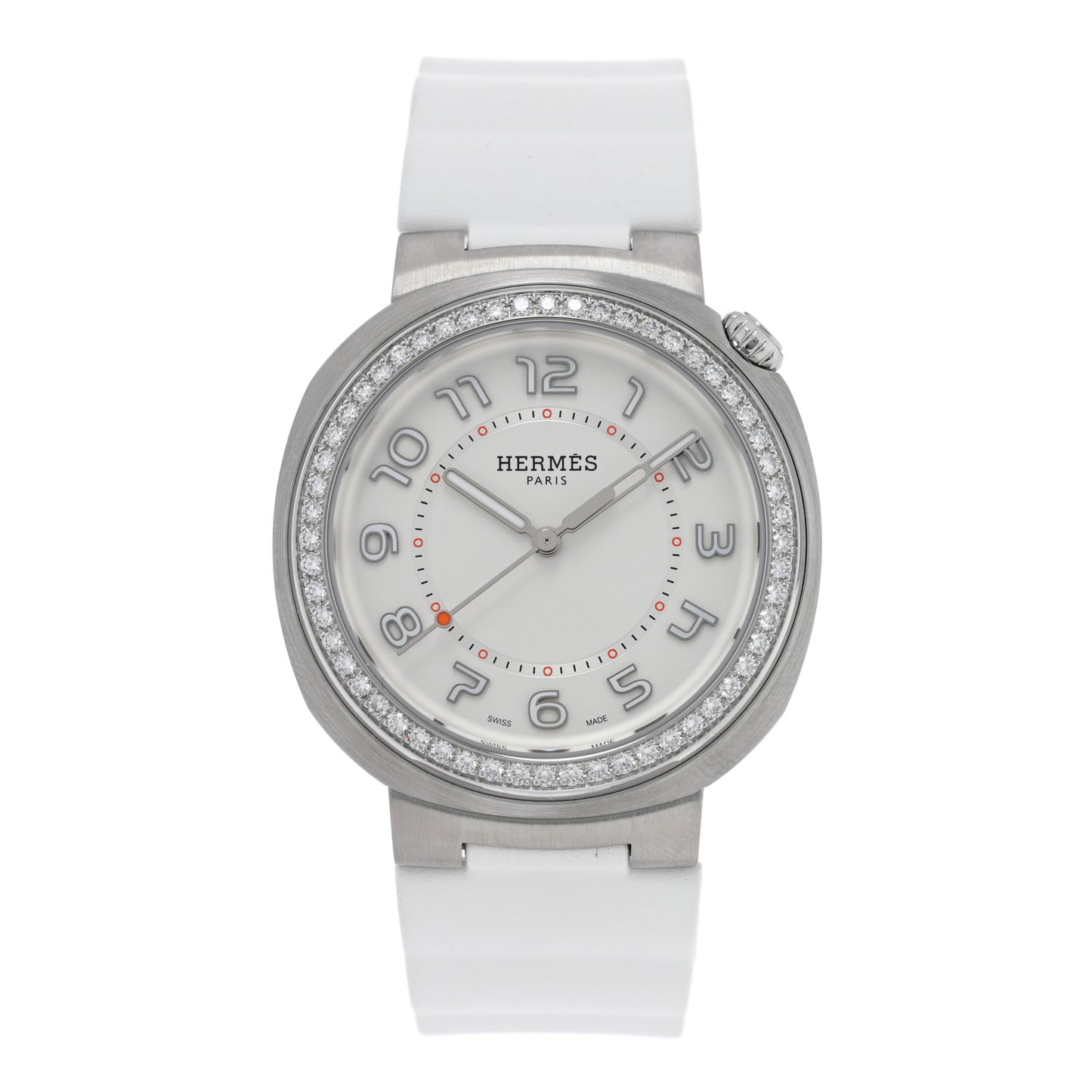 Stainless Steel Rubber Diamond Bezel 36mm Cut Automatic Watch Blanc