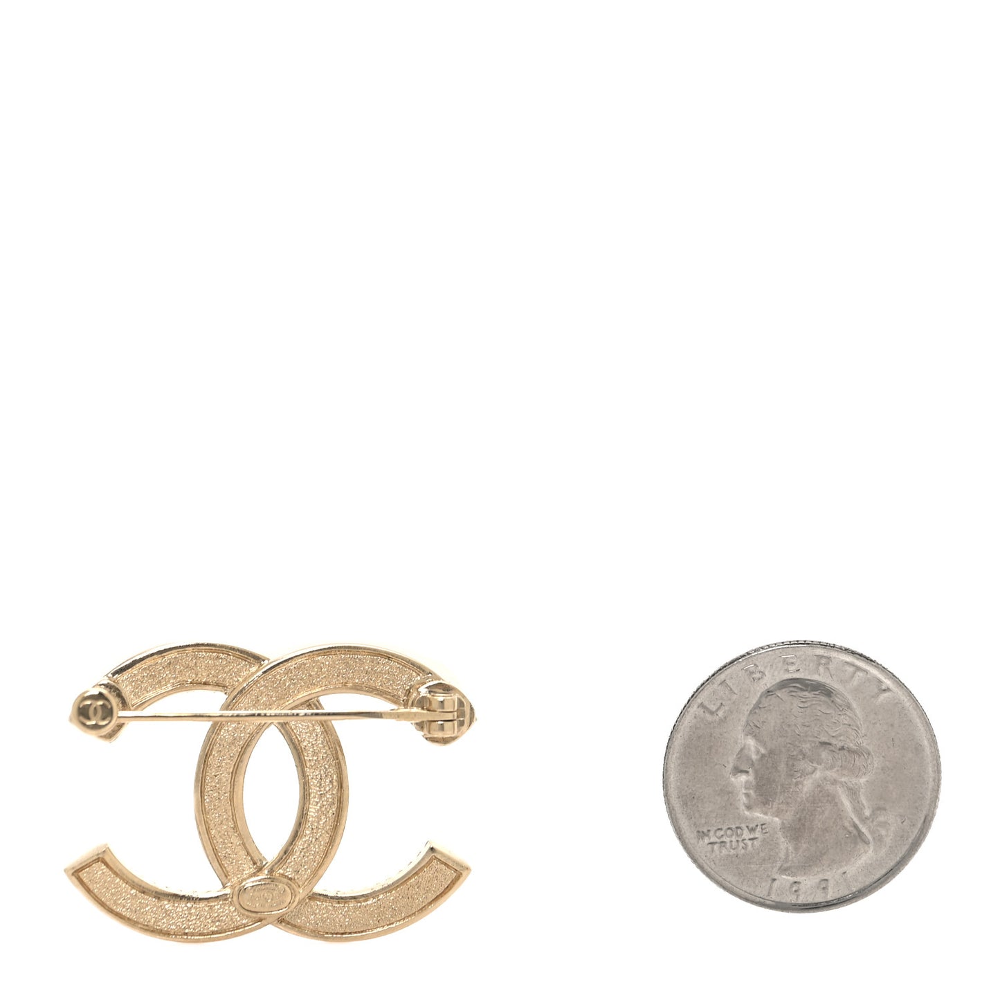 Crystal Chain CC Brooch Light Gold