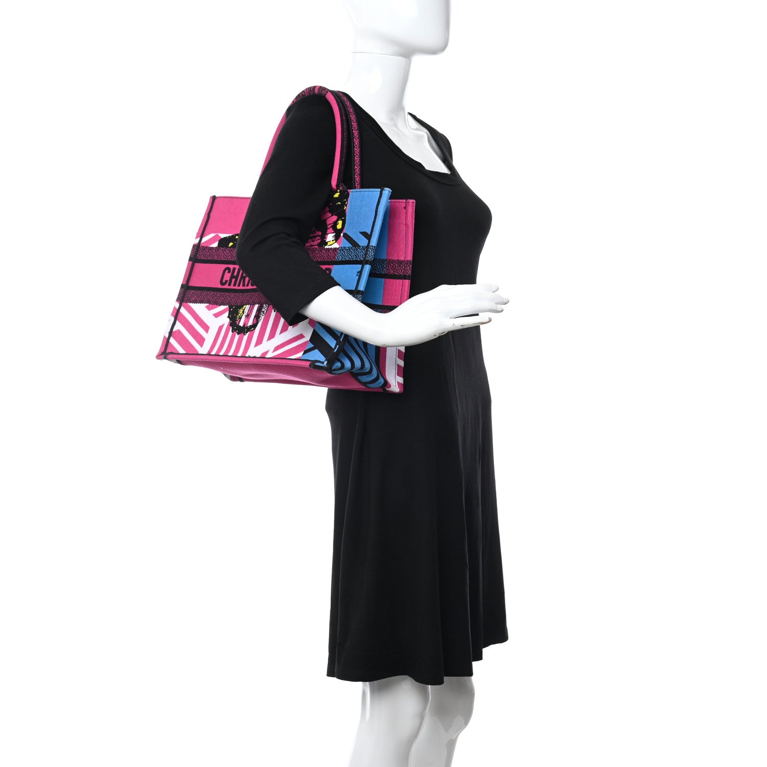 Christian Dior Canvas Embroidered Medium Jungle Pop Book Tote Fuchsia Multicolor 2 of 11