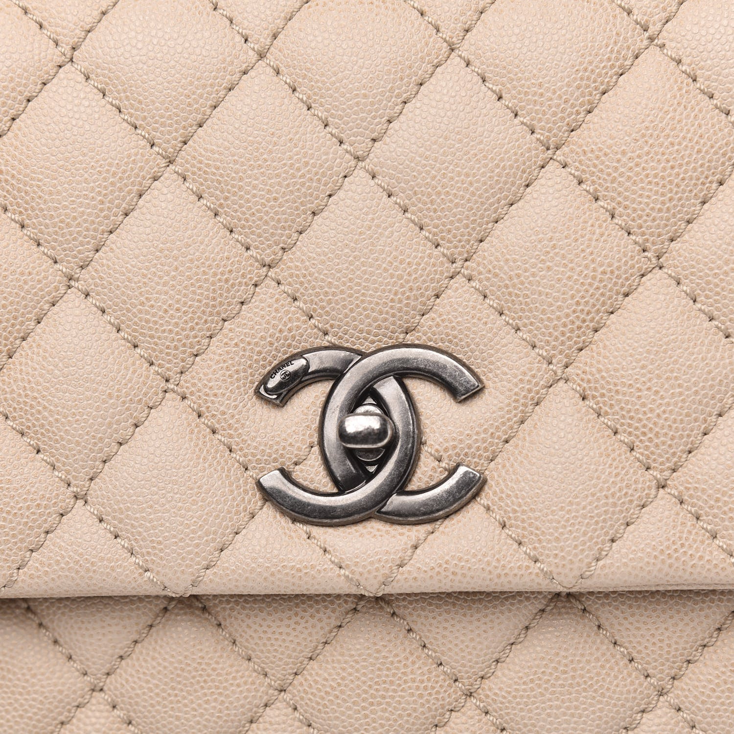 Chanel Caviar Quilted Medium Coco Handle Flap Light Beige 8 of 12