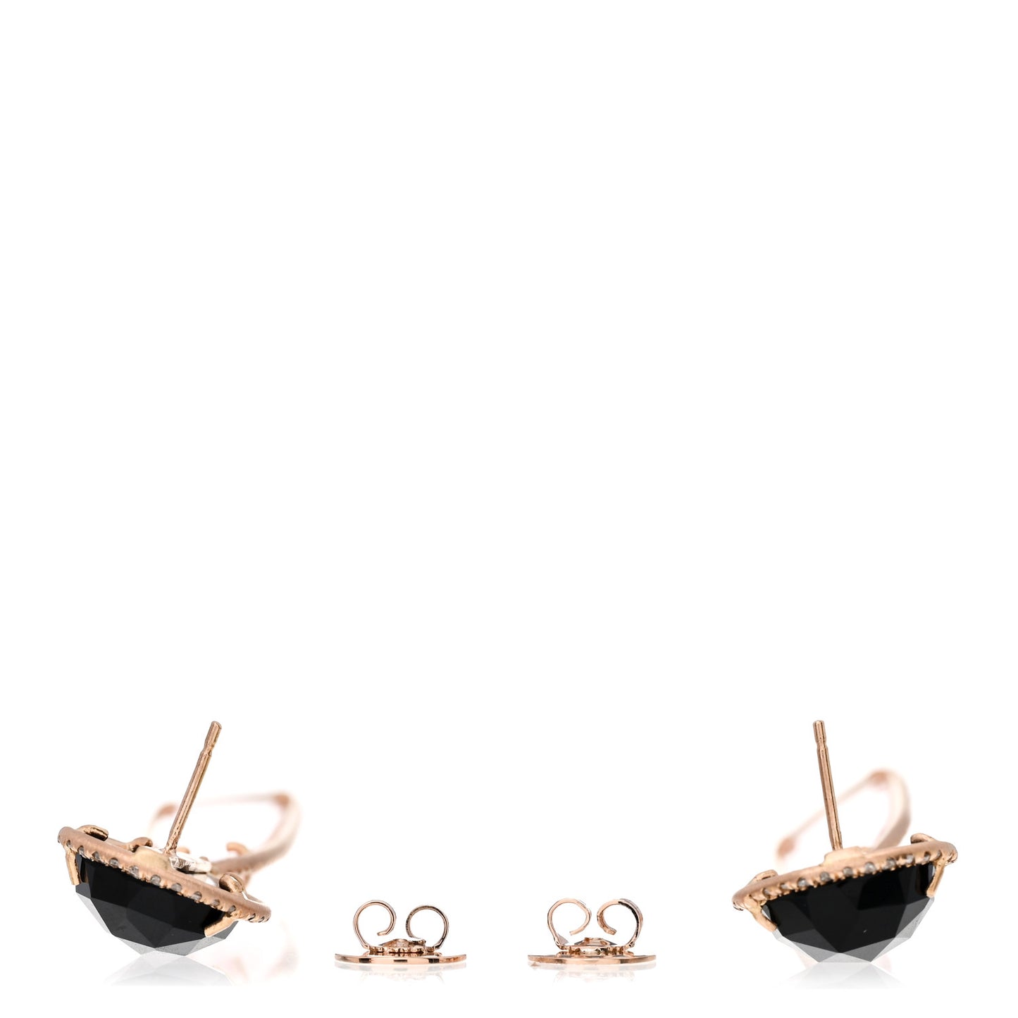 18K Rose Gold Diamond Pink Opal Black Onyx Drop Earrings
