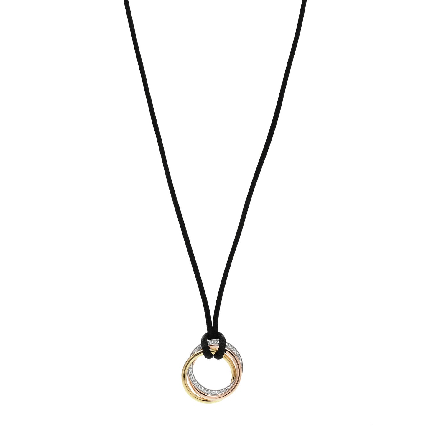 18K Pink Yellow White Gold Diamond Medium Trinity Cord Necklace