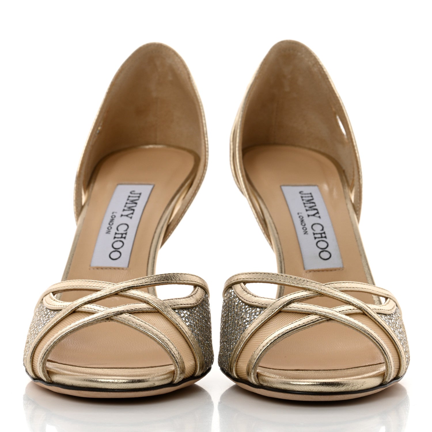 Jimmy Choo Metallic Calfskin Glitter Dyani 85 Sandals 37 Champagne 2 of 8