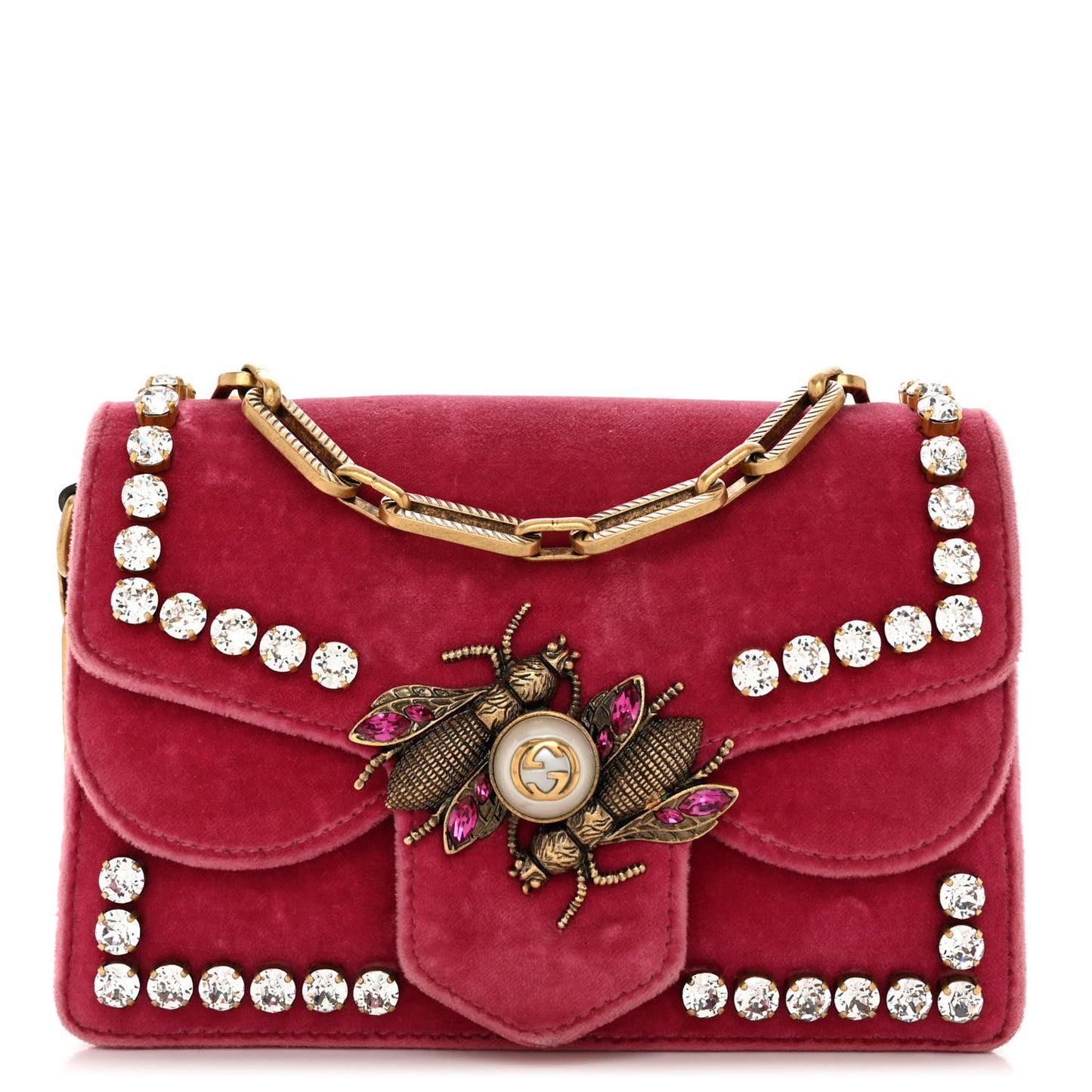 Velvet Crystal Mini Bee Broadway Shoulder Bag Light Raspberry Rose