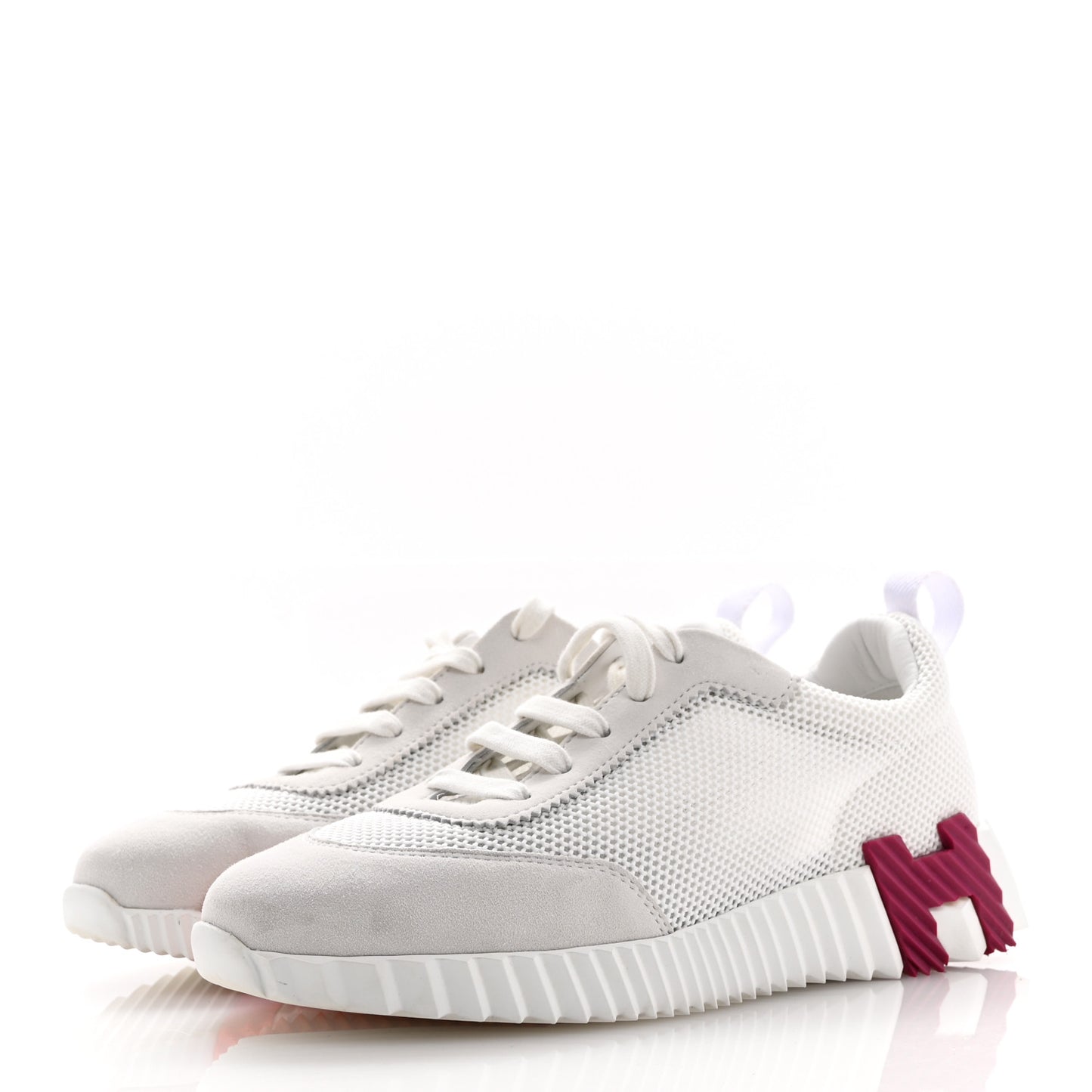 Air Mesh Suede Goatskin Bouncing Sneakers 38 White Orange Pink