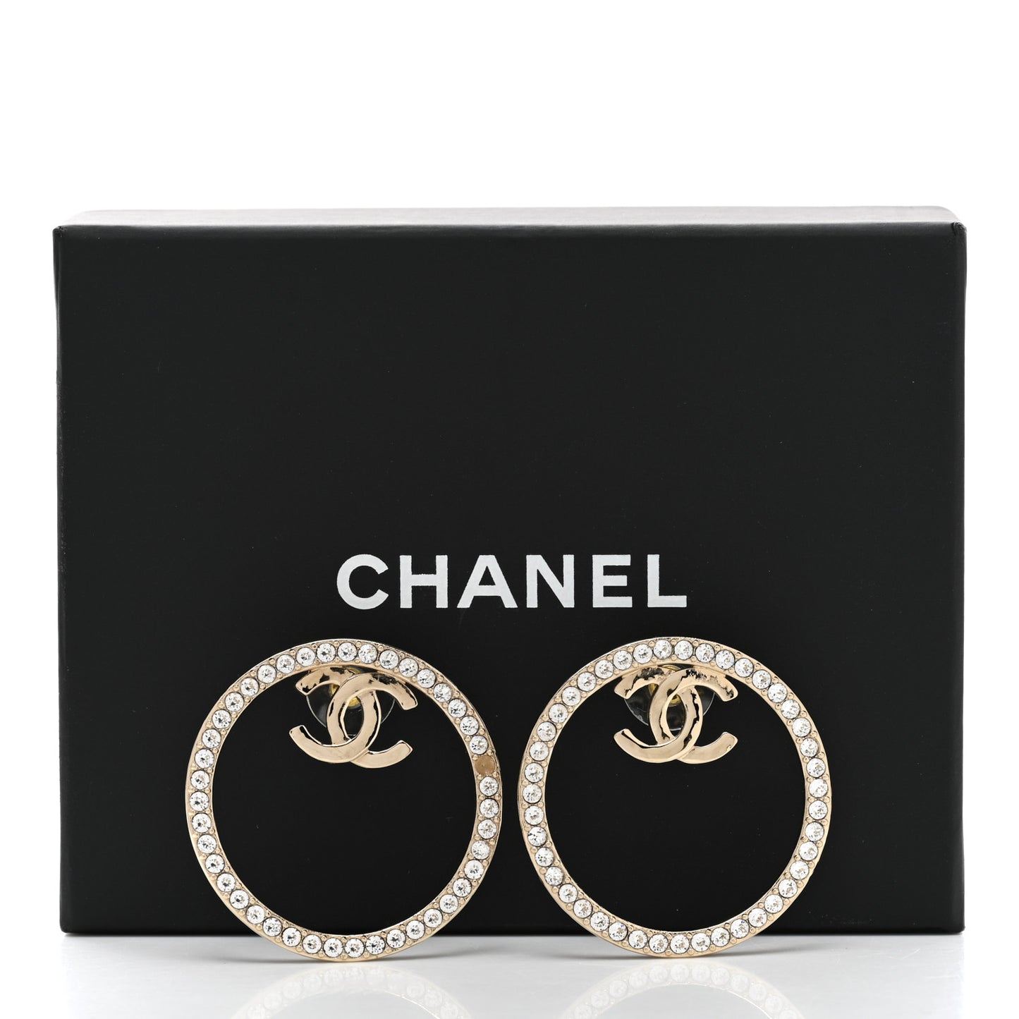 Crystal CC Large Hoop Earrings Gold