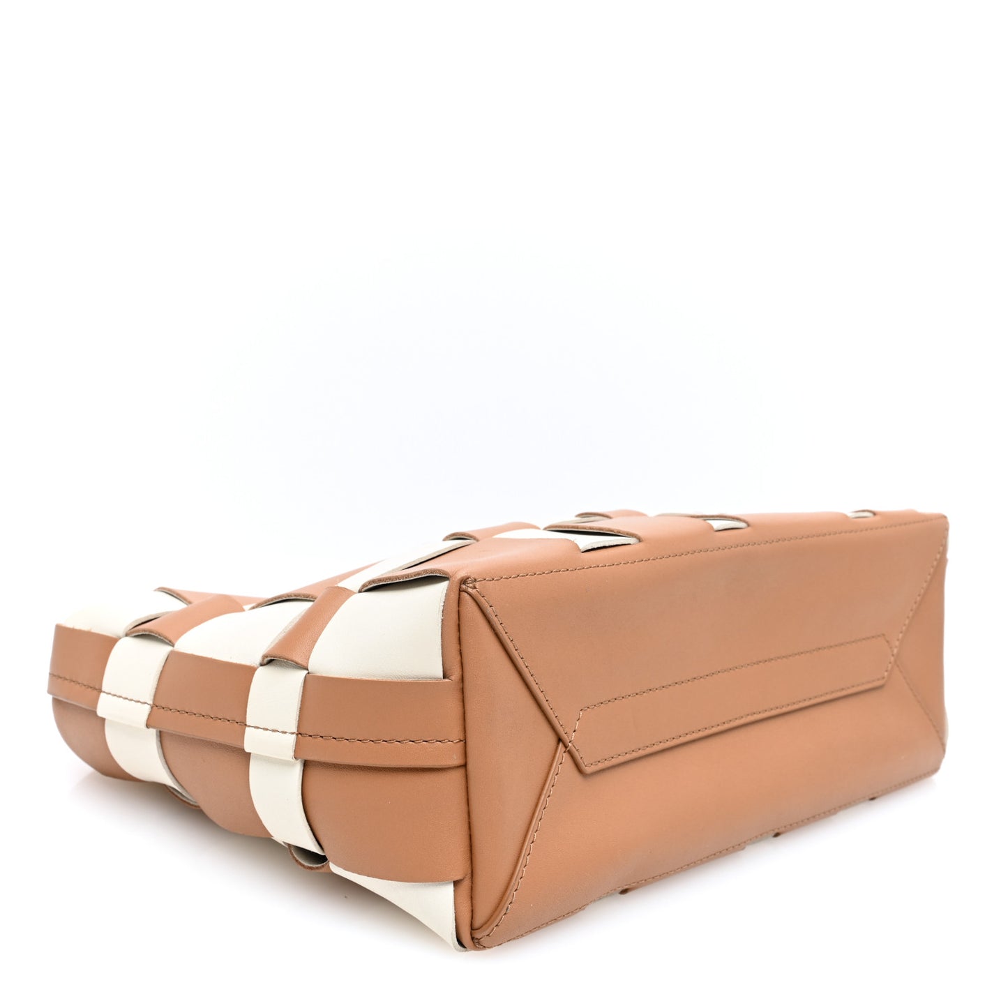Calfskin Odita Lattice Pouch Camel White