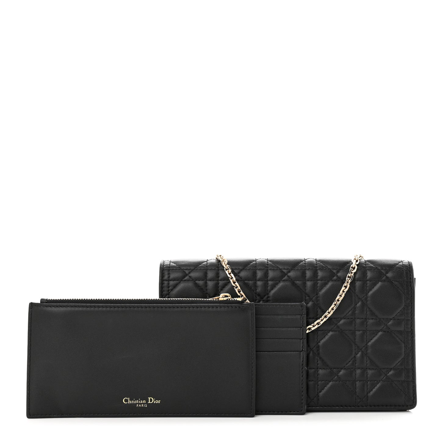 Lambskin Cannage Lady Dior Pouch Black