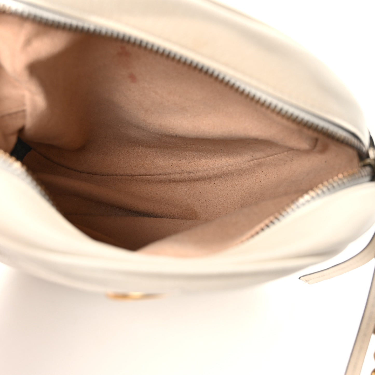 Calfskin Matelasse Mini GG Marmont Round Shoulder Bag White
