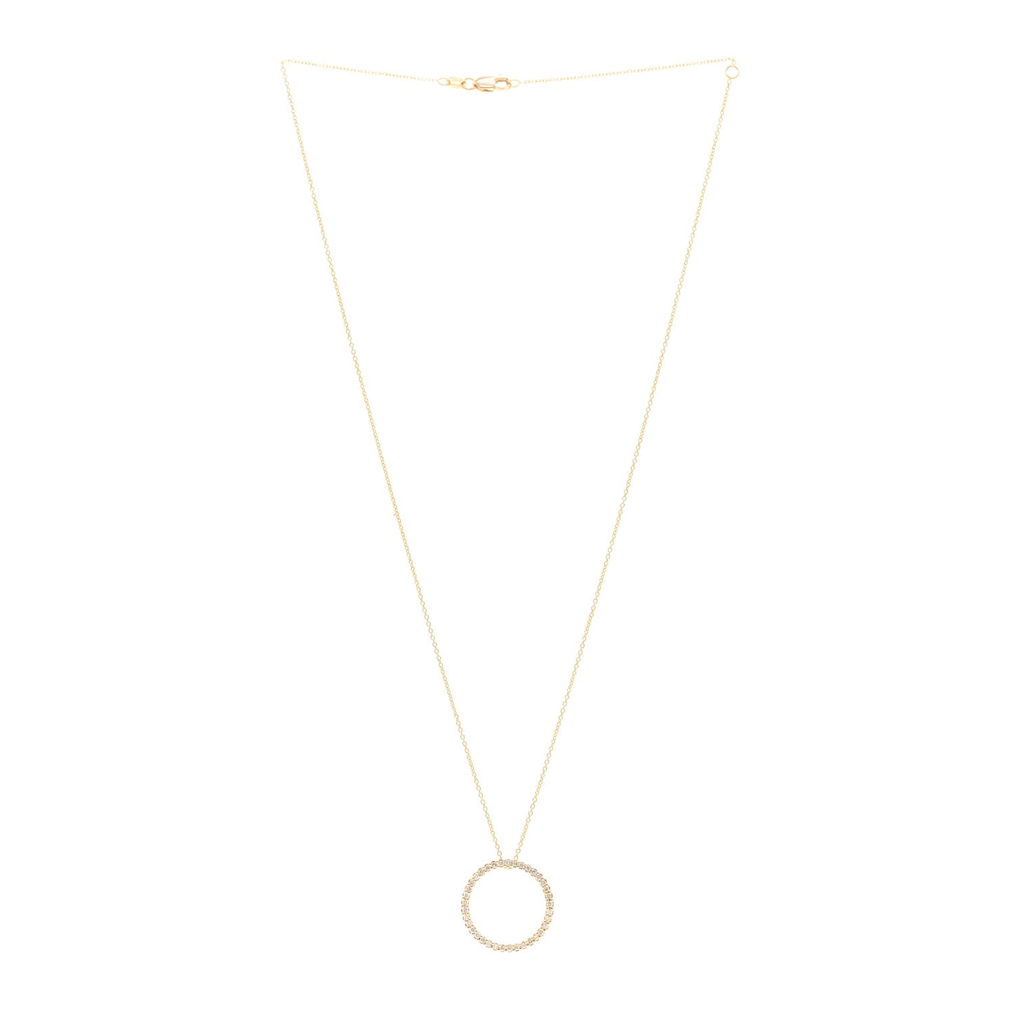 18K Yellow Gold Diamond Medium Tiny Treasures Circle Pendant Necklace