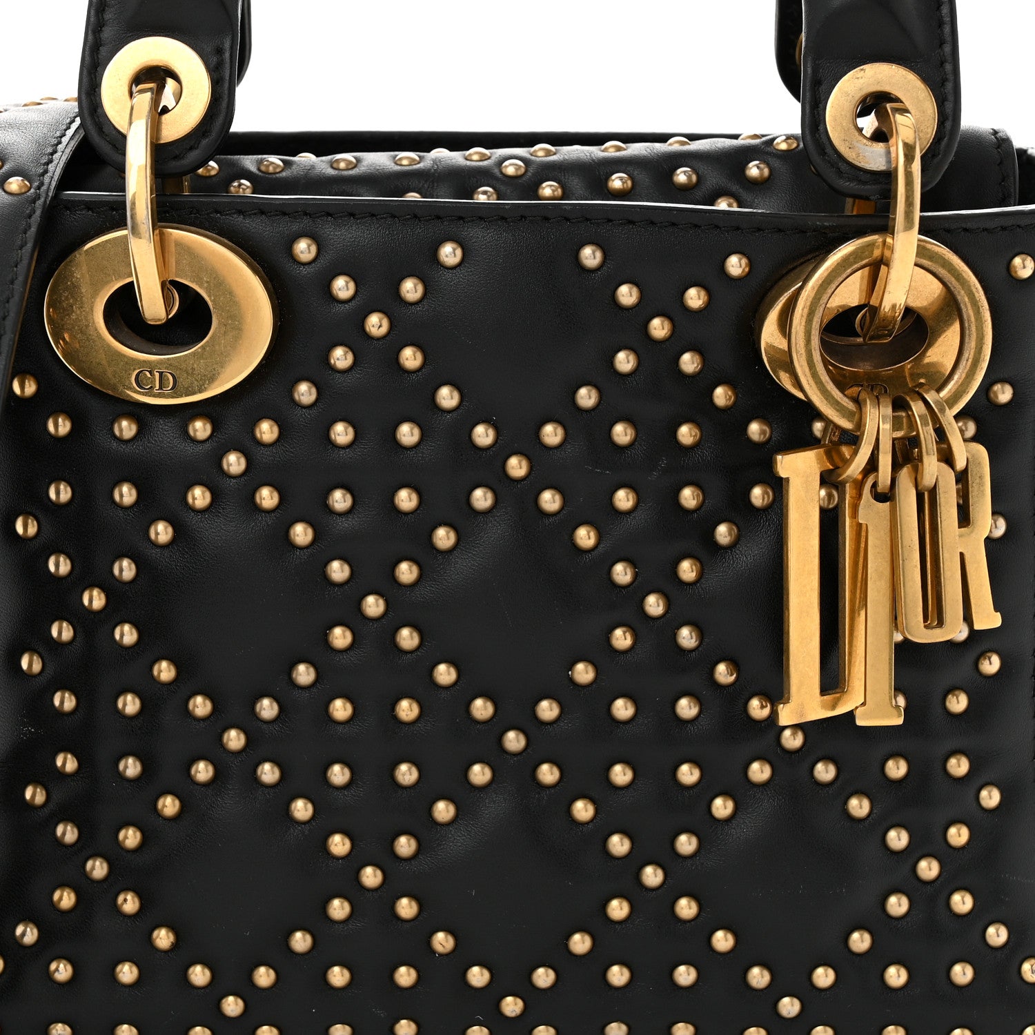 Christian Dior Lambskin Studded Mini Supple Lady Dior Black 8 of 11