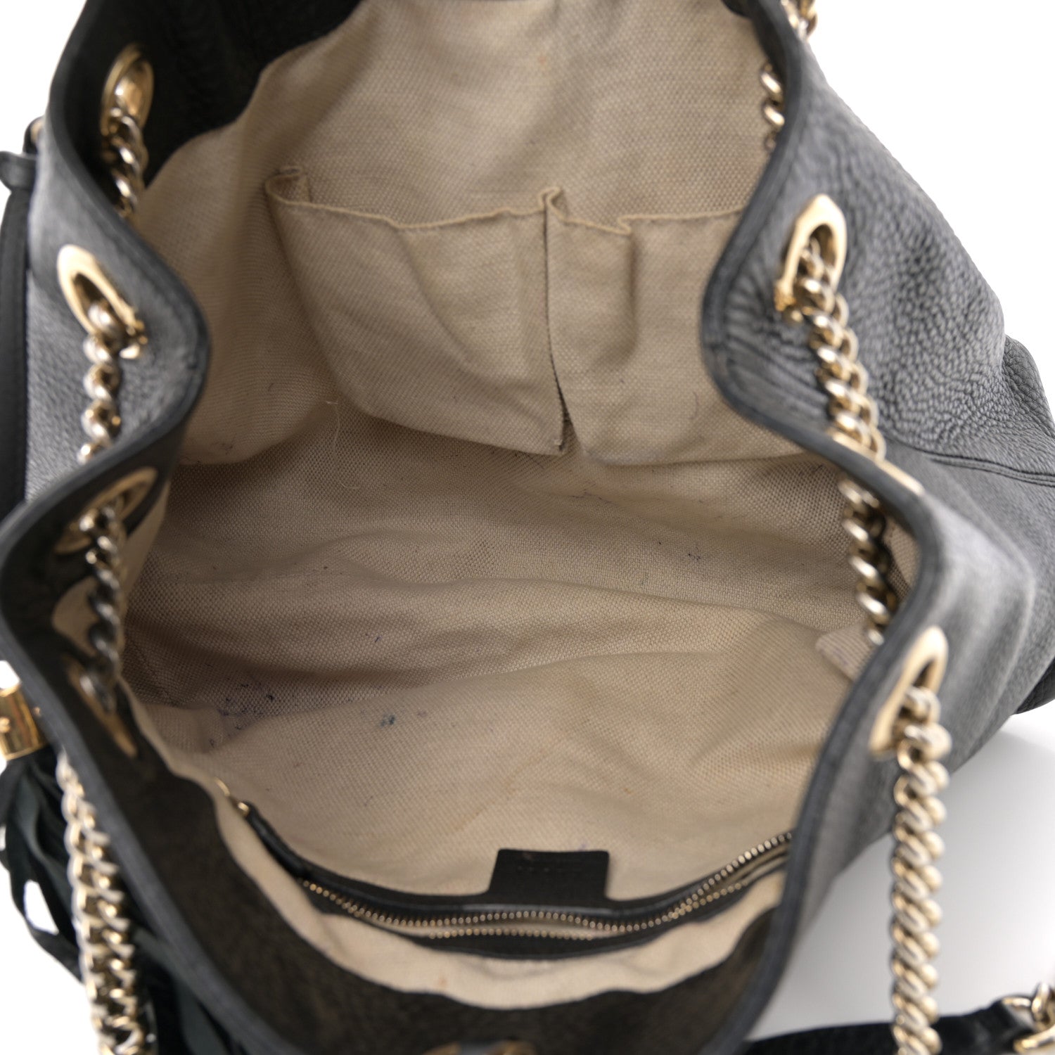 Gucci Pebbled Calfskin Medium Soho Chain Shoulder Bag Black 5 of 17