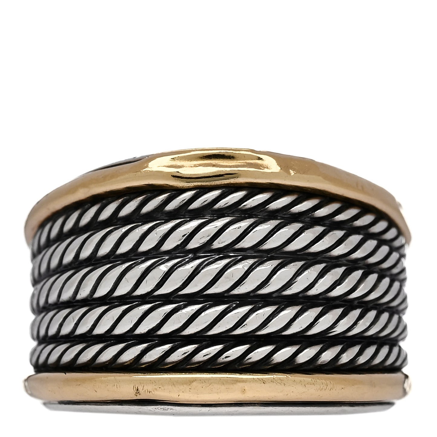 Sterling Silver 18K Yellow Gold 16mm Wheaton Cable Band Ring 52 6