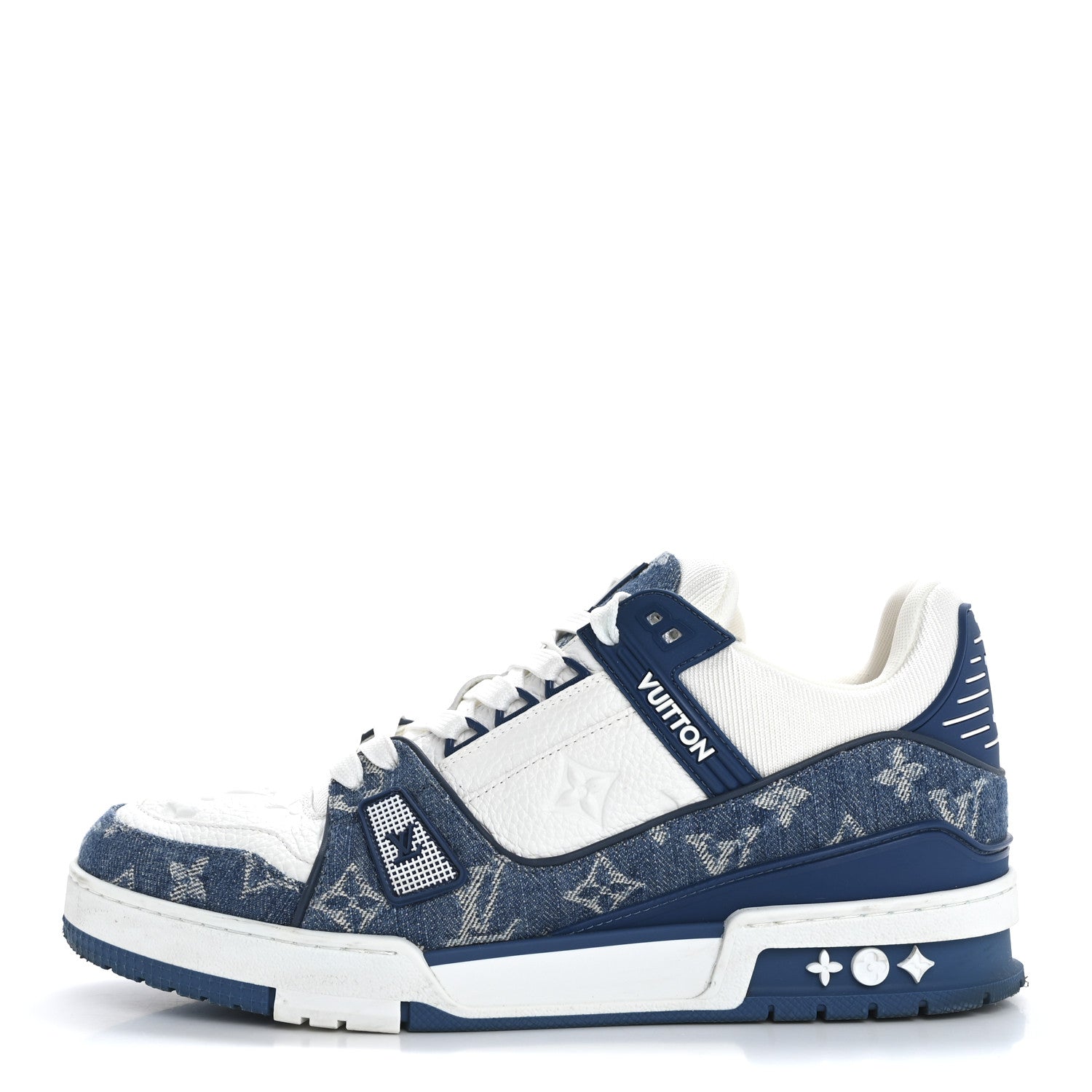 Louis Vuitton Calfskin Embossed Monogram Denim Mens LV Trainer