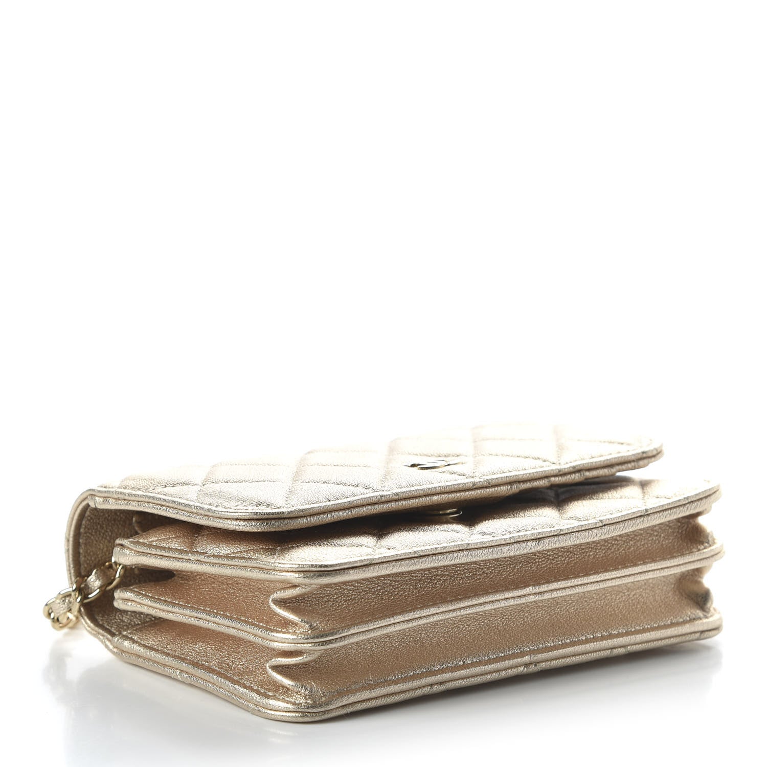 Chanel Metallic Lambskin Quilted Mini Wallet On Chain WOC Gold 4 of 11