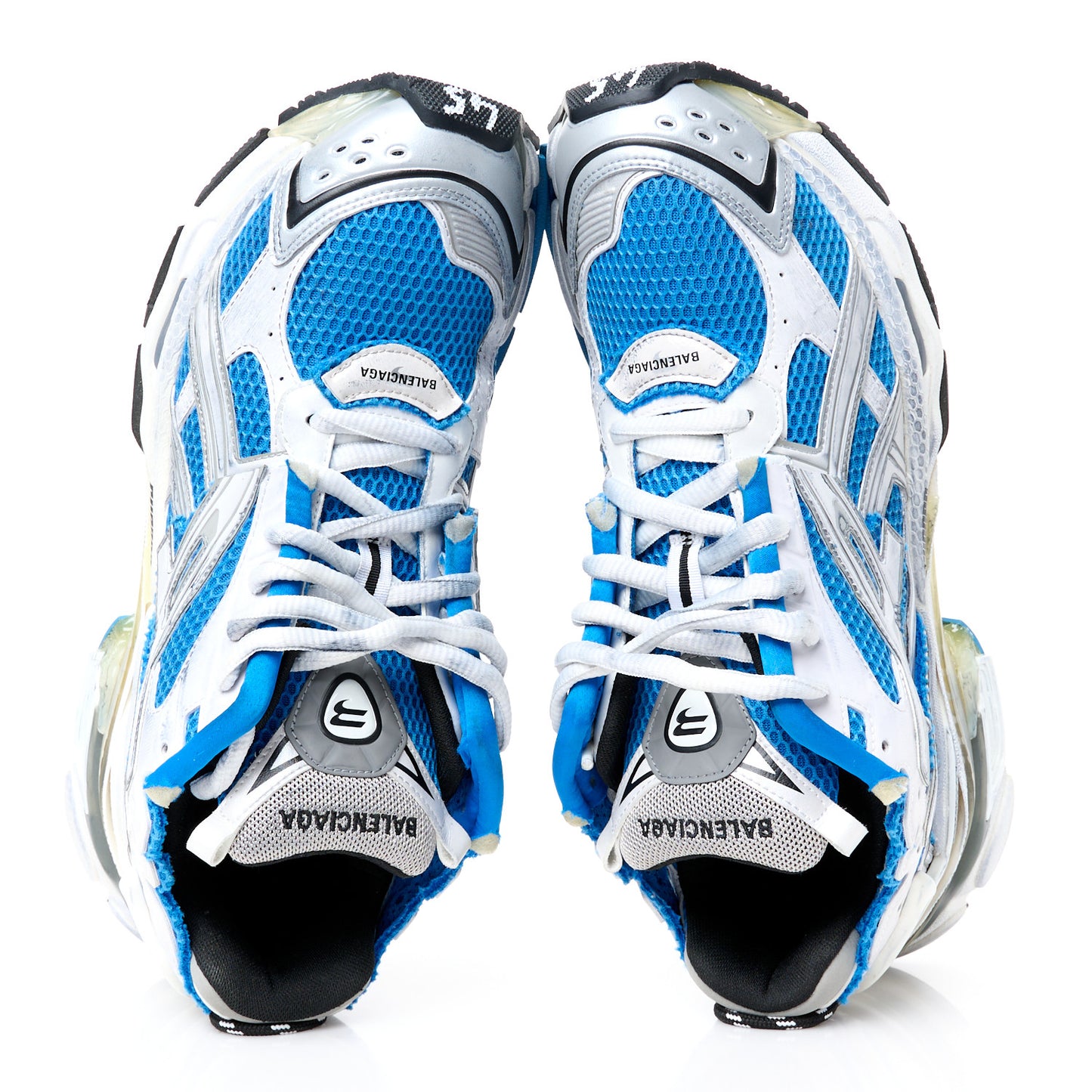Mesh Rubber Bi-Color Mens Runner Sneakers 45 Grey Blue White