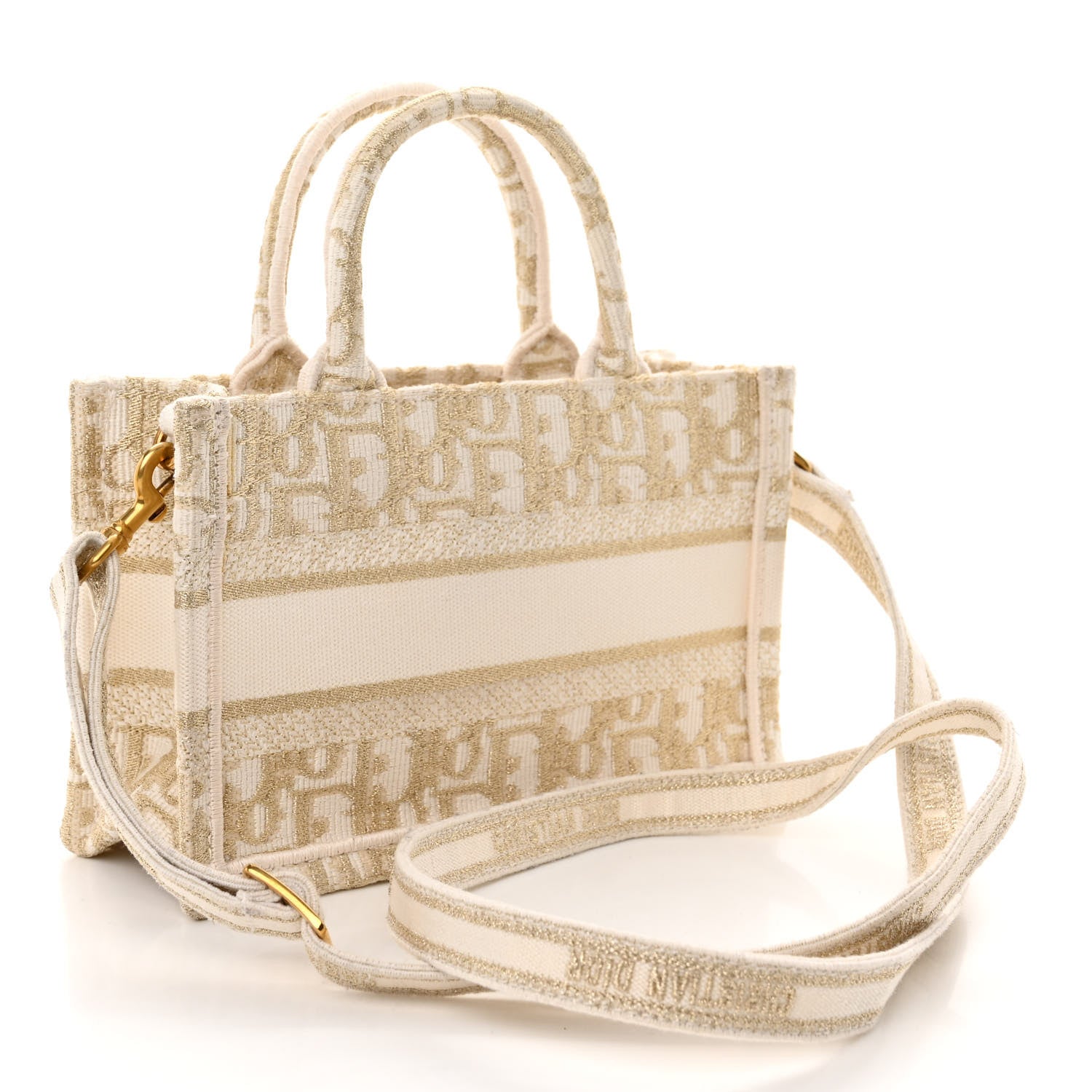 Christian Dior Oblique Mini Book Tote With Strap Gold Multicolor 3 of 9