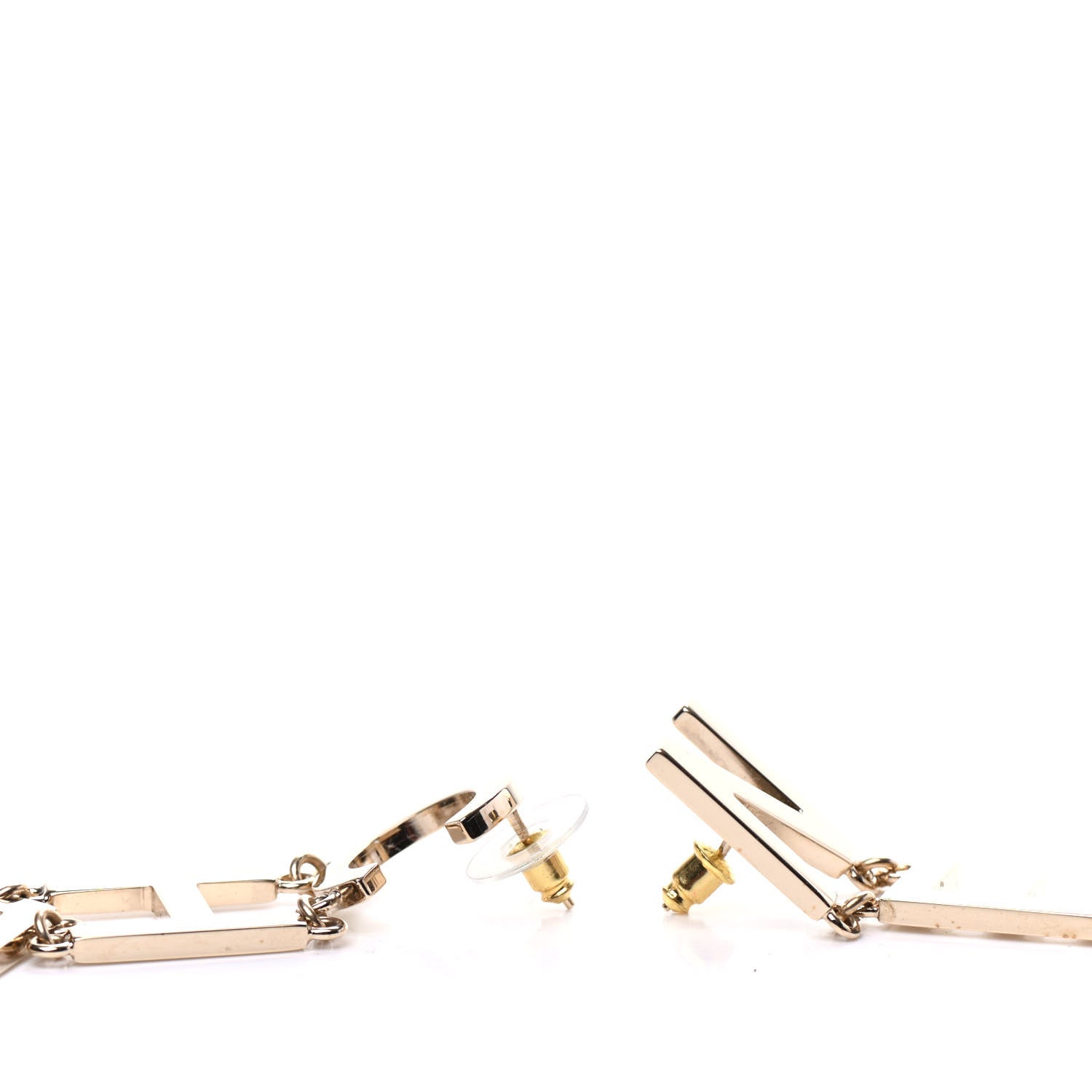 Chanel Metal Cha-Nel Logo Drop Earrings Gold 3 of 4