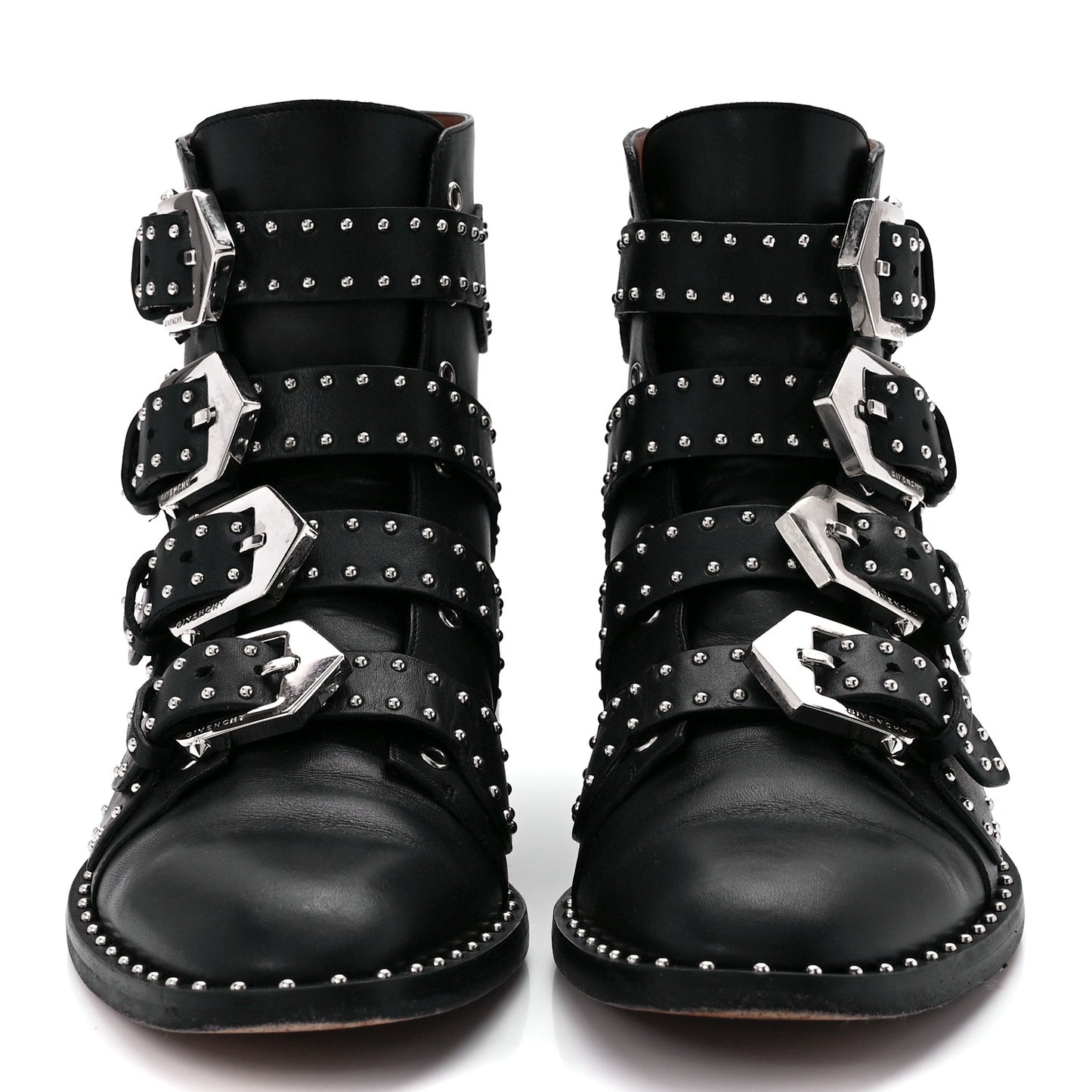 Calfskin Studded Prue Buckle Bootie 36.5 Black