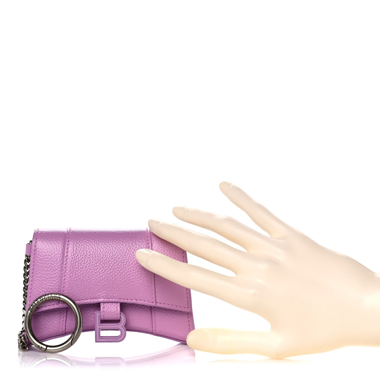 Grained Calfskin Tonal B Hourglass Chain Cardholder Lilac