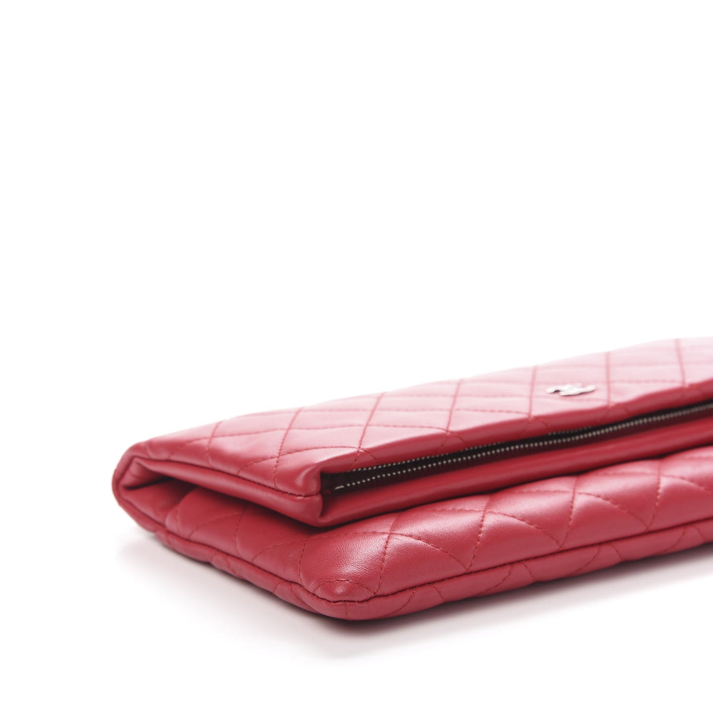 Lambskin Quilted CC Beauty Clutch Red