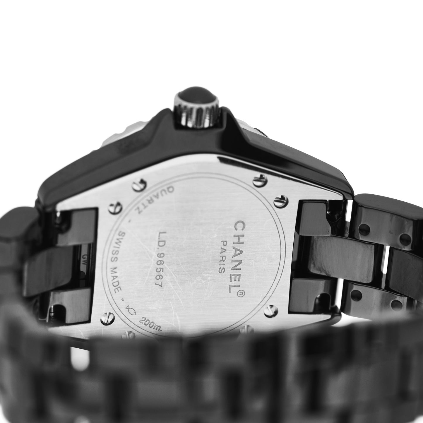 Stainless Steel Ceramic Diamond 33mm J12 Quartz Watch Black