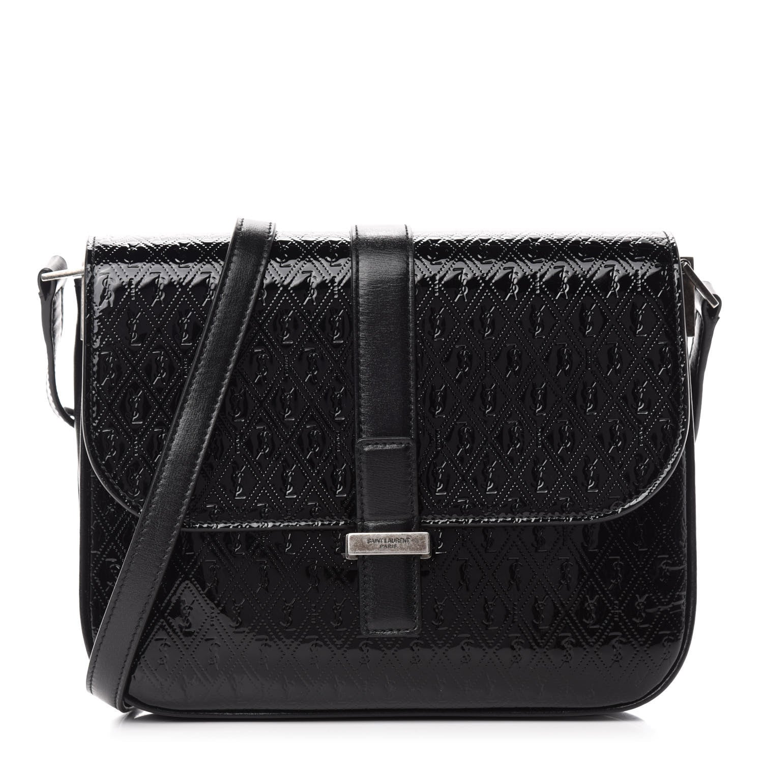 Saint Laurent Patent Embossed Small Le Monogramme Satchel Black 1 of 12