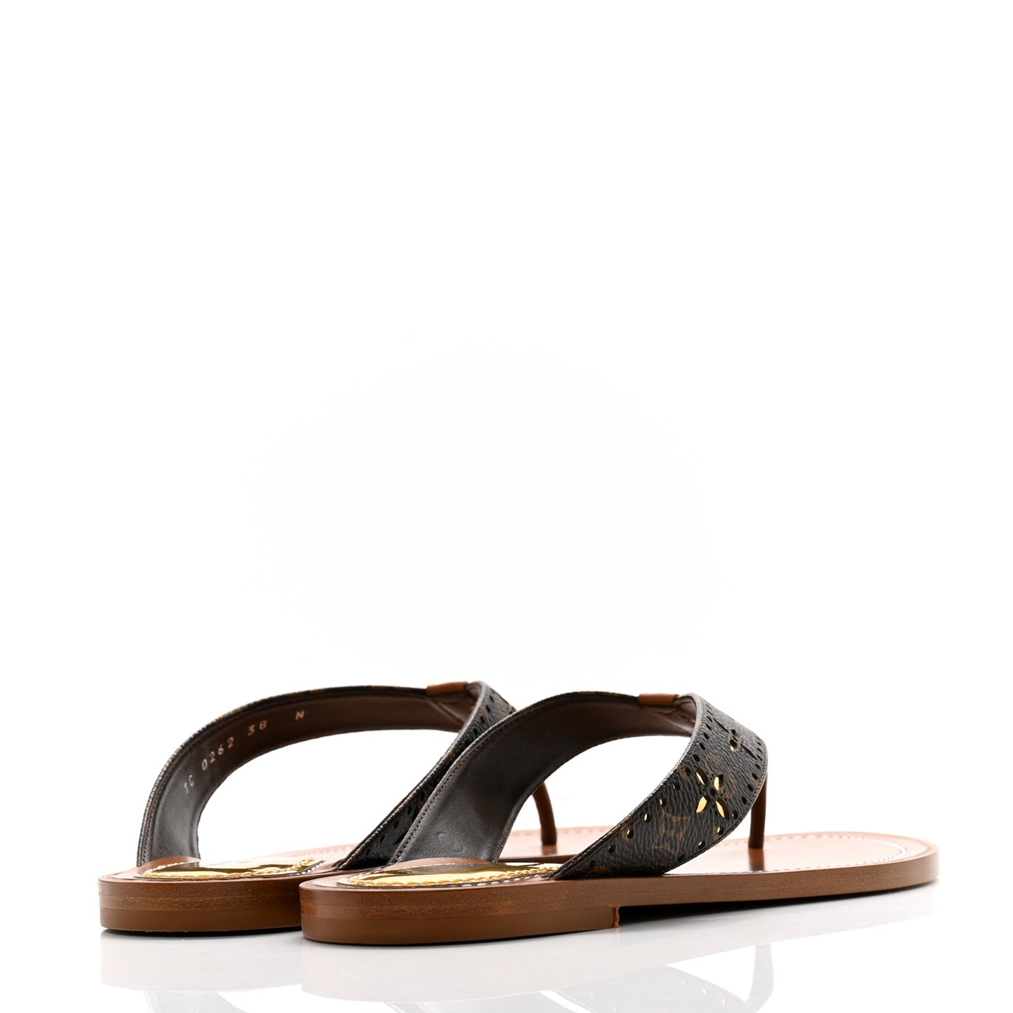 Monogram Sunny Flat Thong Sandals 38 Brown