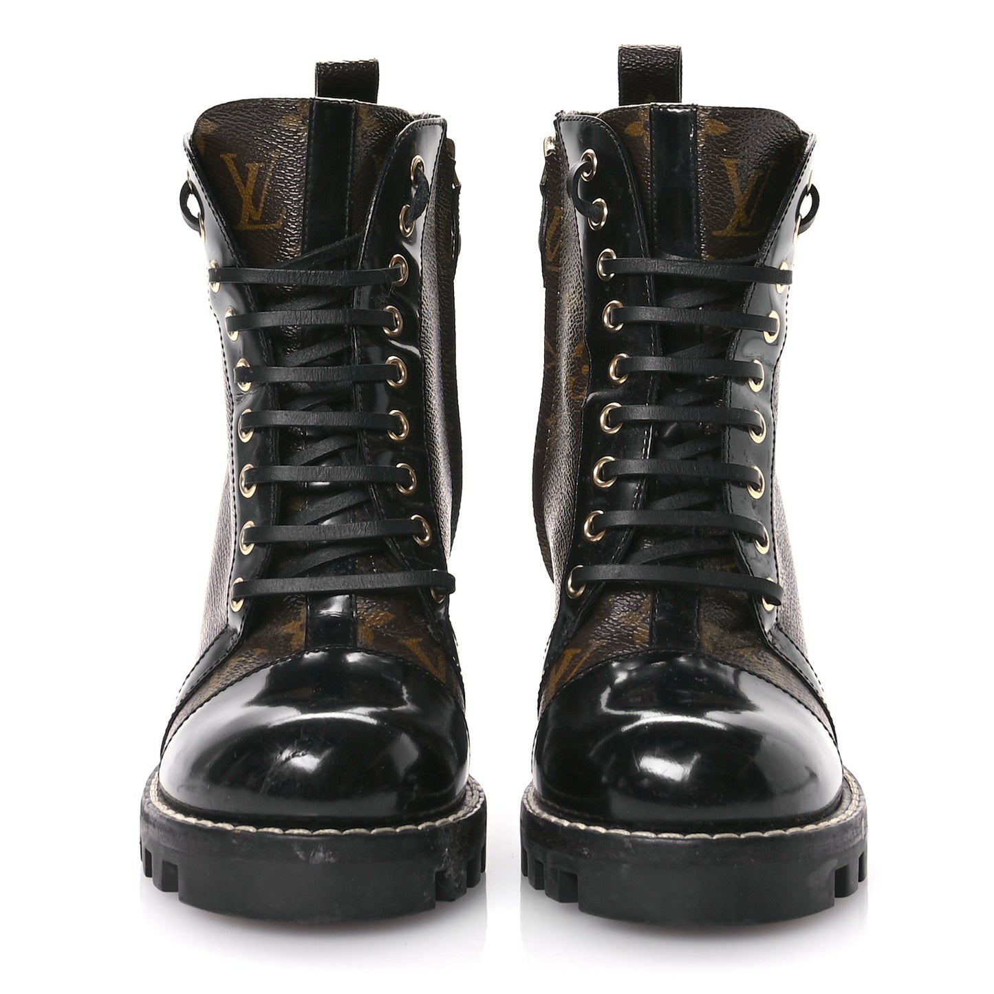 Patent Calfskin Monogram Star Trail Ankle Boots 39 Black