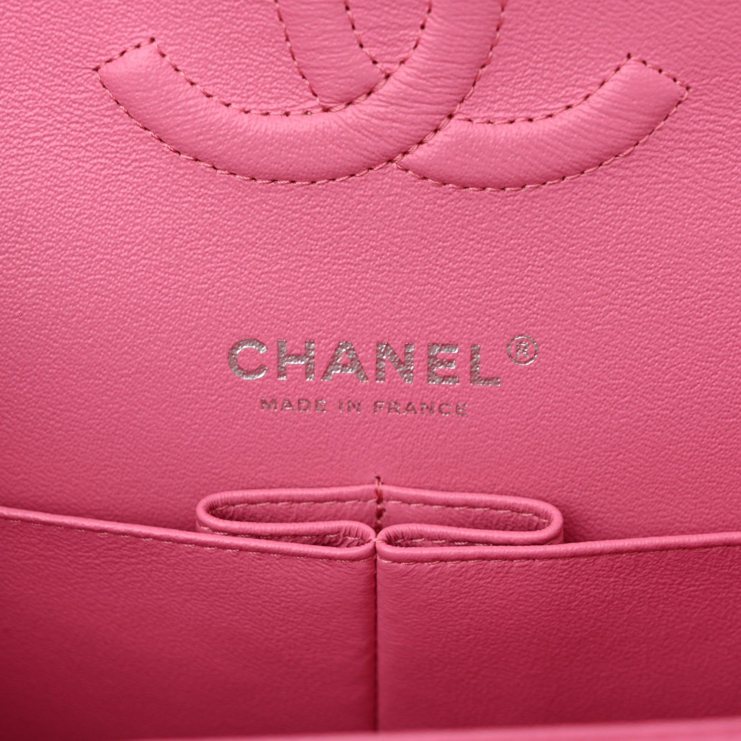 Caviar Chevron Quilted Medium Double Flap Pink