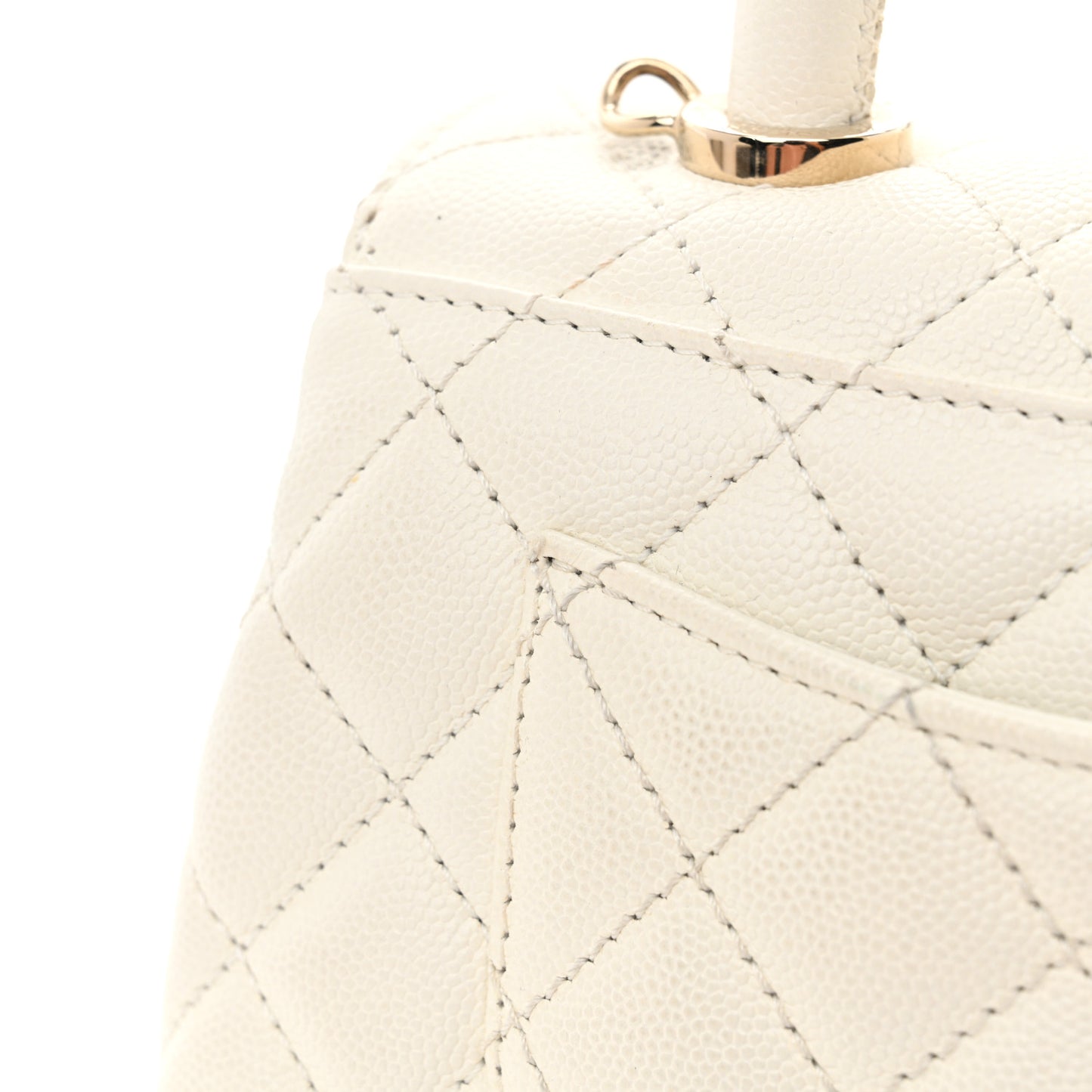 Caviar Quilted Extra Mini Coco Handle Flap White